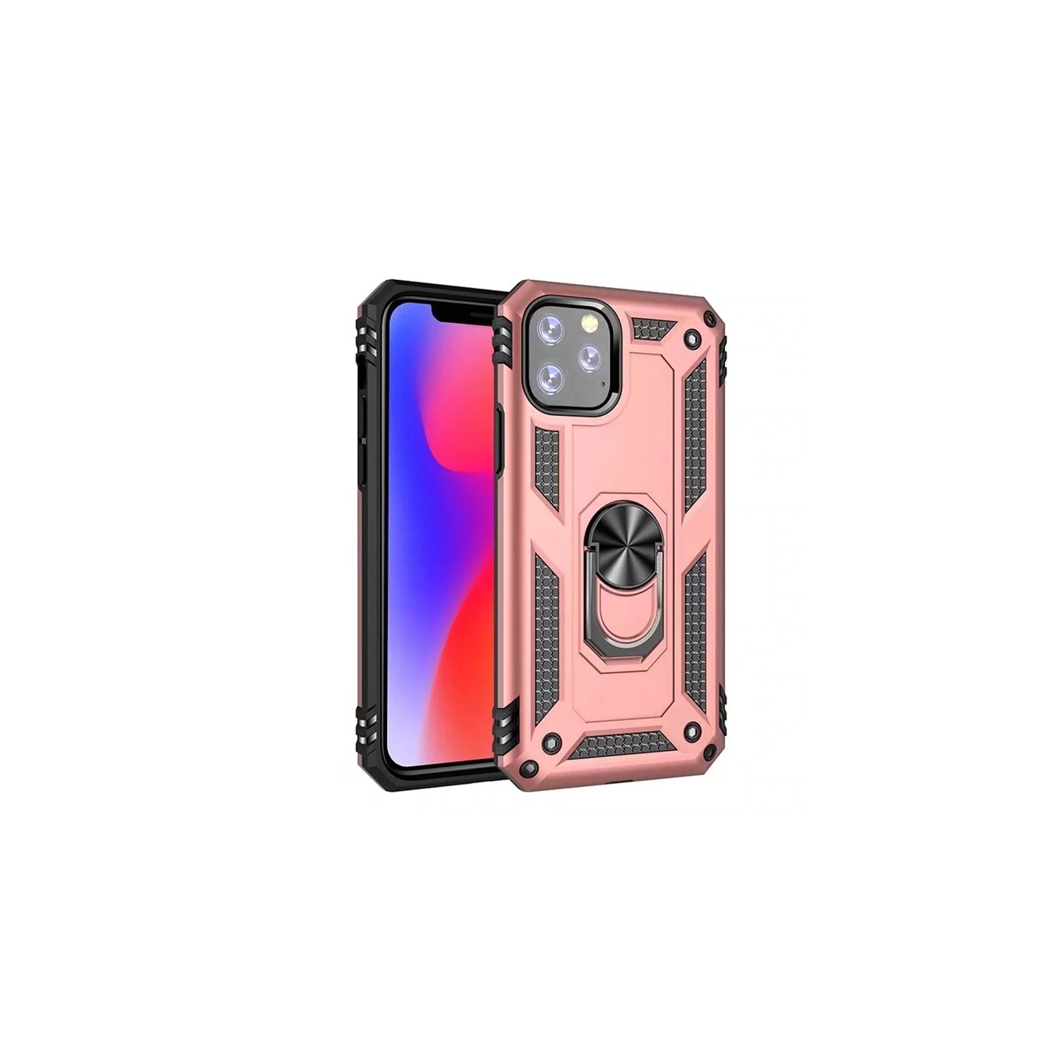 【CSmart】 Anti-Drop Hybrid Magnetic Hard Armor Case with Ring Holder for iPhone 11 Pro, Rose Gold