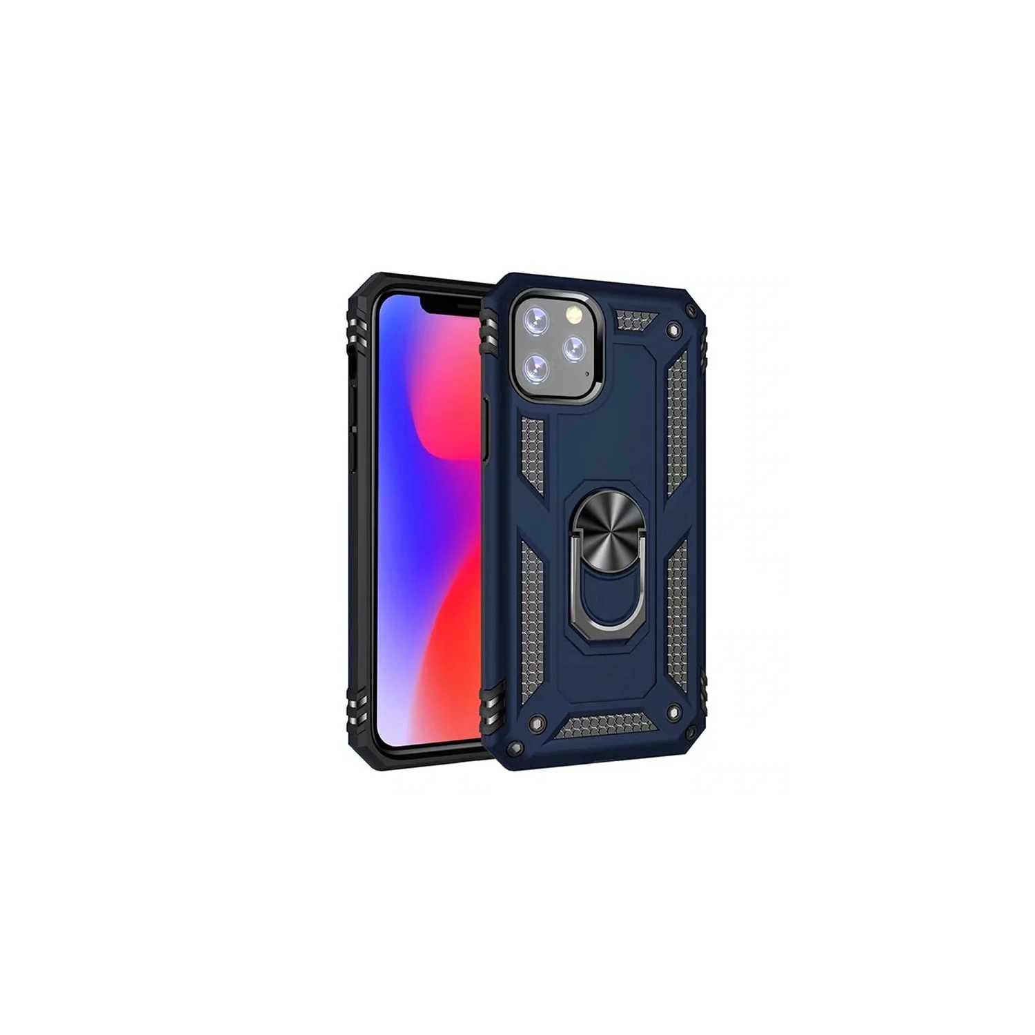 【CSmart】 Anti-Drop Hybrid Magnetic Hard Armor Case with Ring Holder for iPhone 11 Pro, Navy