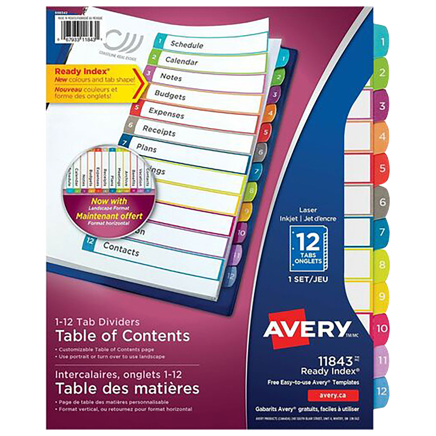 Intercalaires personnalisables Ready Index d'Avery - Paquet de 1
