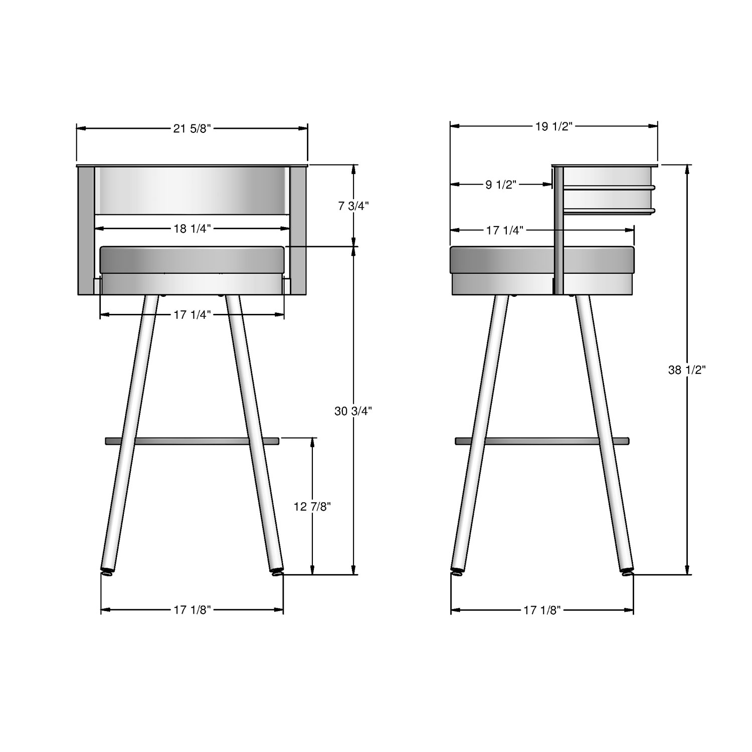 Tabouret de bar moderne à hauteur de bar Eller - Blanc/Gris argenté