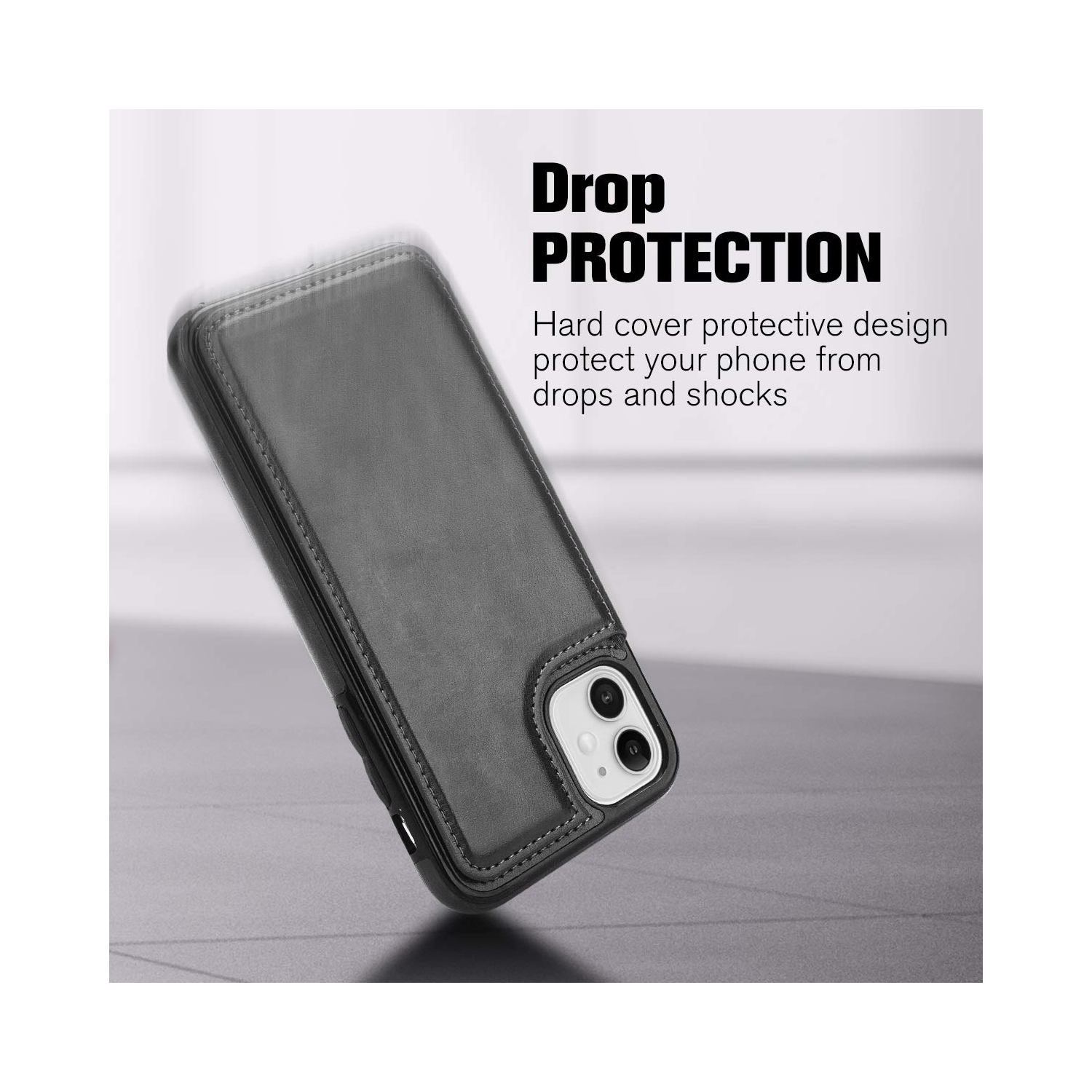 iPhone 11 Case, PU Leather Kickstand Shockproof Protective Card Holder Wallet Cover Case for iPhone 11 6.1 Inch