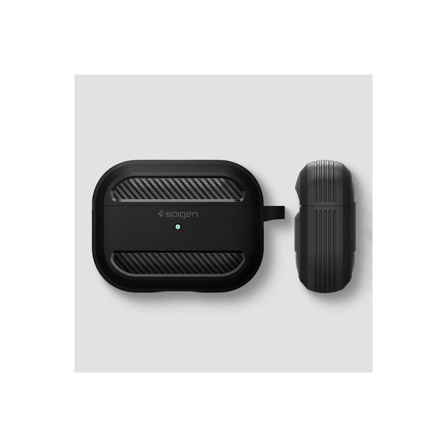Spigen Rugged Armor Designed for Airpods Pro Case Cover Protective Airpods Pro Case with Keychain - Matte Black