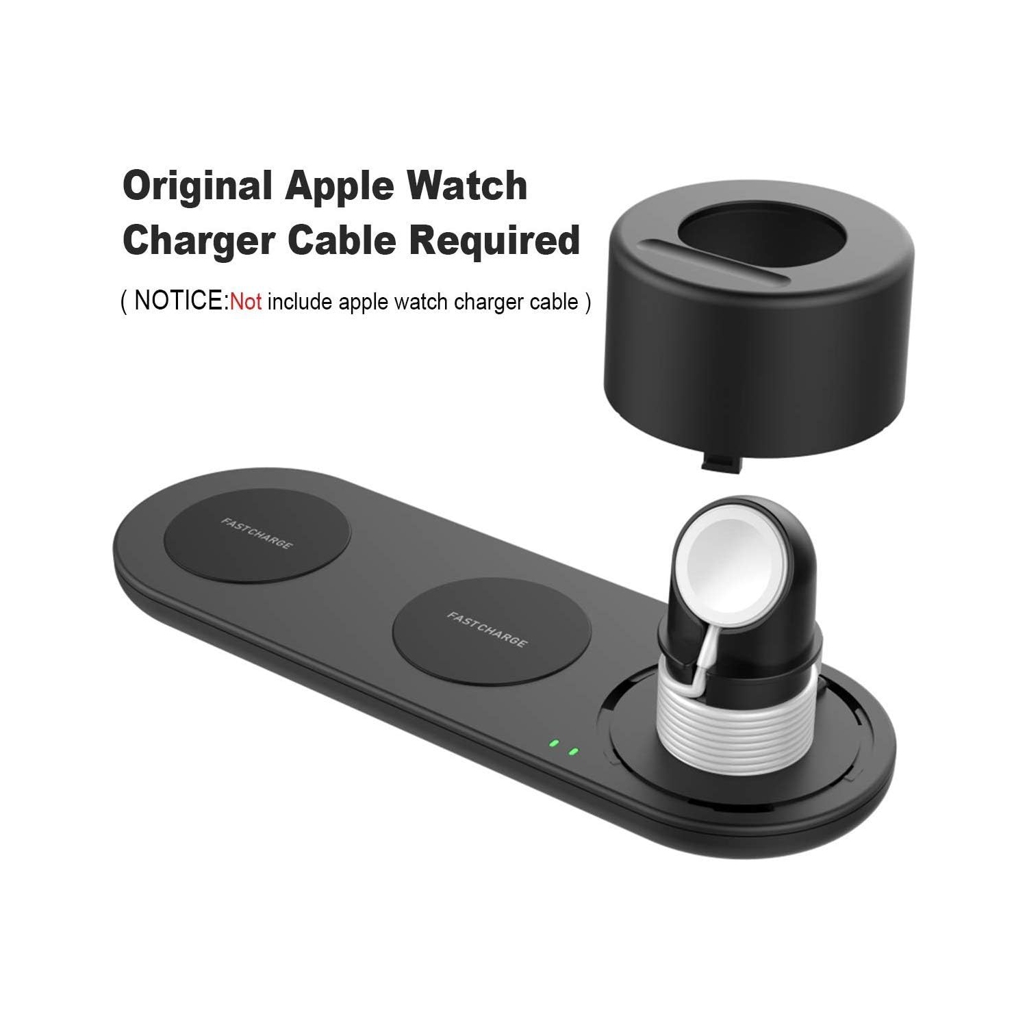 Chargeur sans fil 3-en-1 compatible avec les téléphones Qi Apple Watch Series 6/5/4/3/2/1, New iPhone SE 2020/iPhone 11/11 Pro/XS/XS Max/XR/X/Galaxy