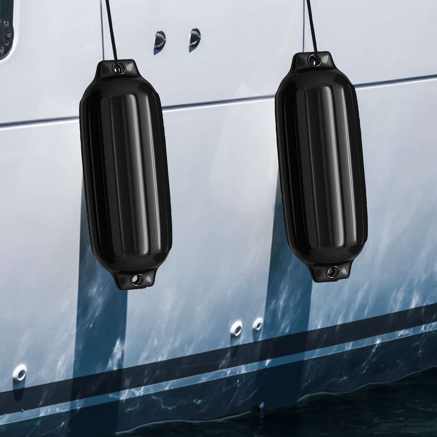 Gymax Pack of 4 23" Boat Fenders Marine Bumper Hand Inflatable Black