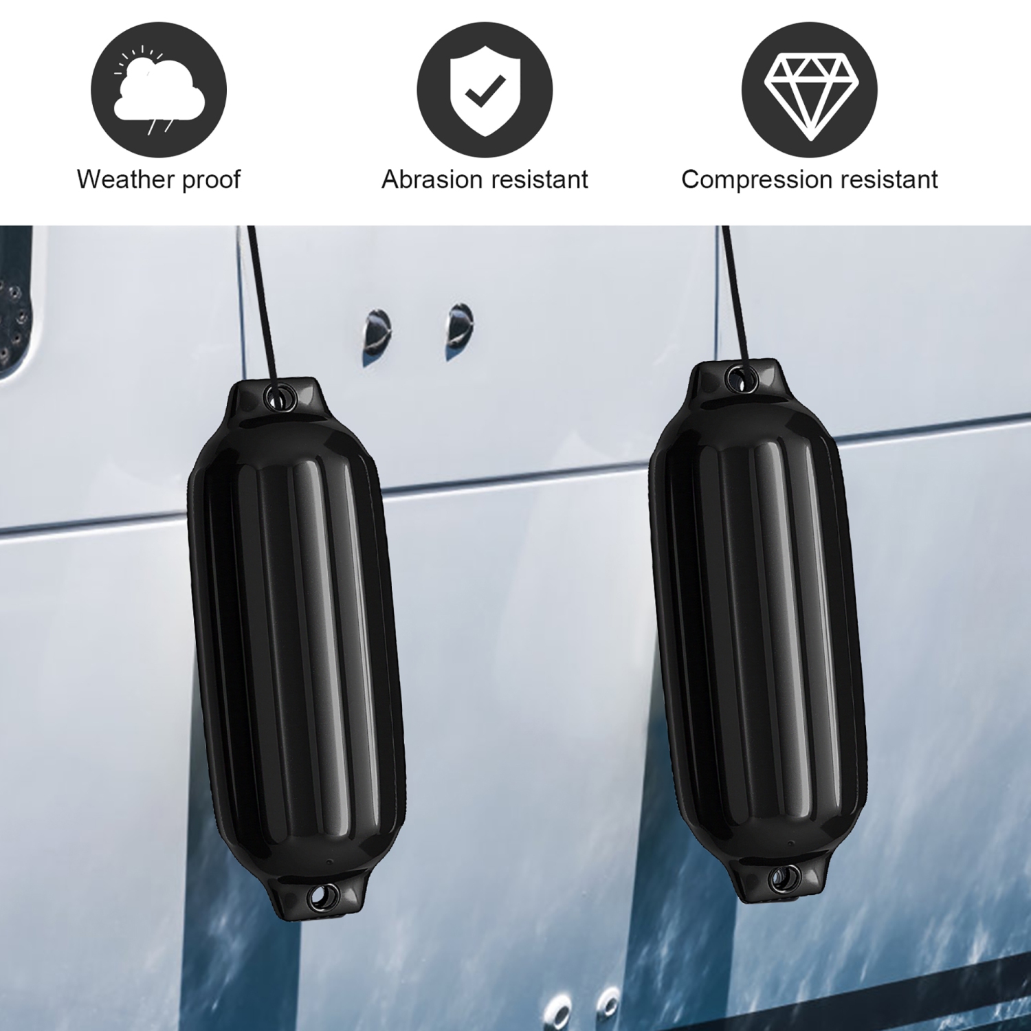 Gymax Pack of 4 23" Boat Fenders Marine Bumper Hand Inflatable Black