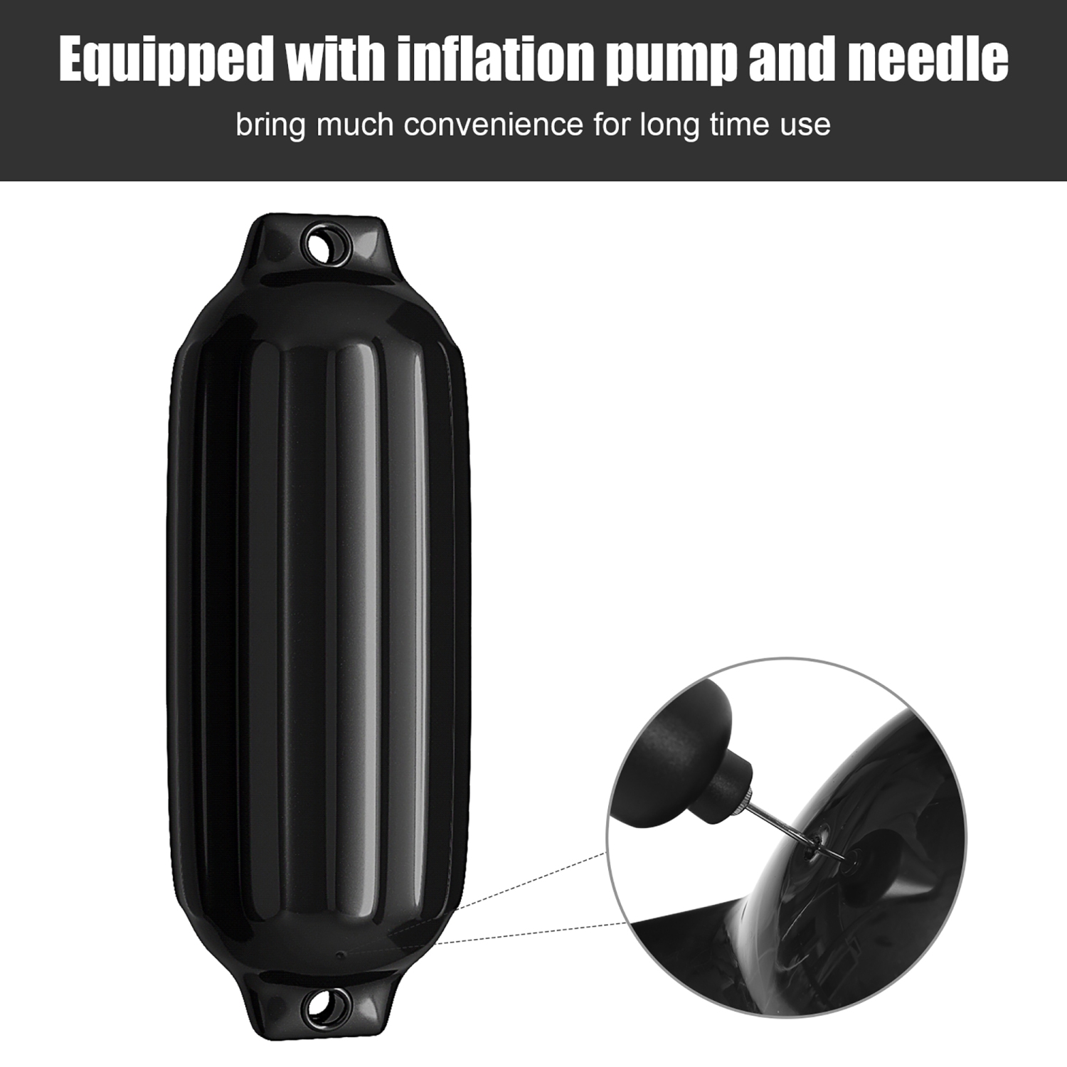 Gymax Pack of 4 23" Boat Fenders Marine Bumper Hand Inflatable Black