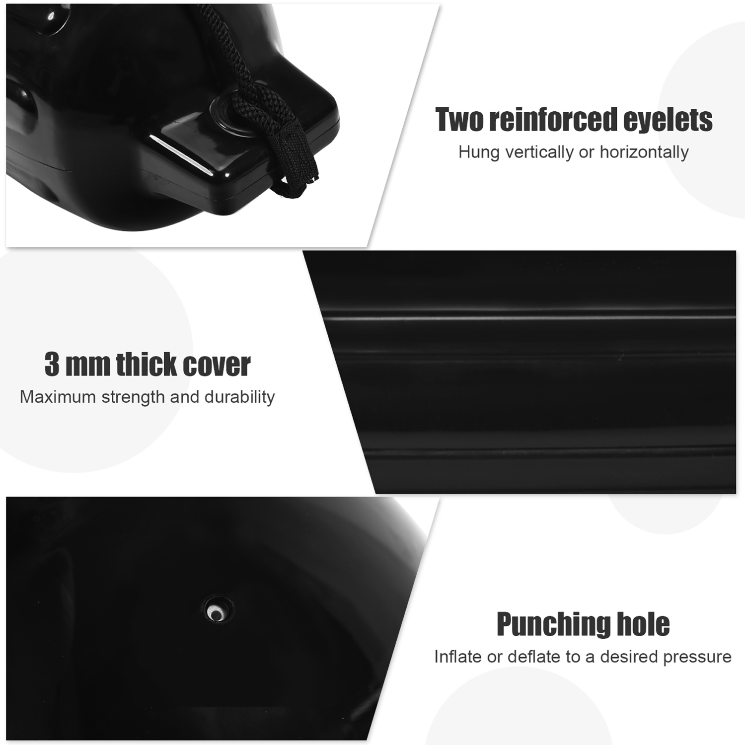 Gymax Pack of 4 23" Boat Fenders Marine Bumper Hand Inflatable Black