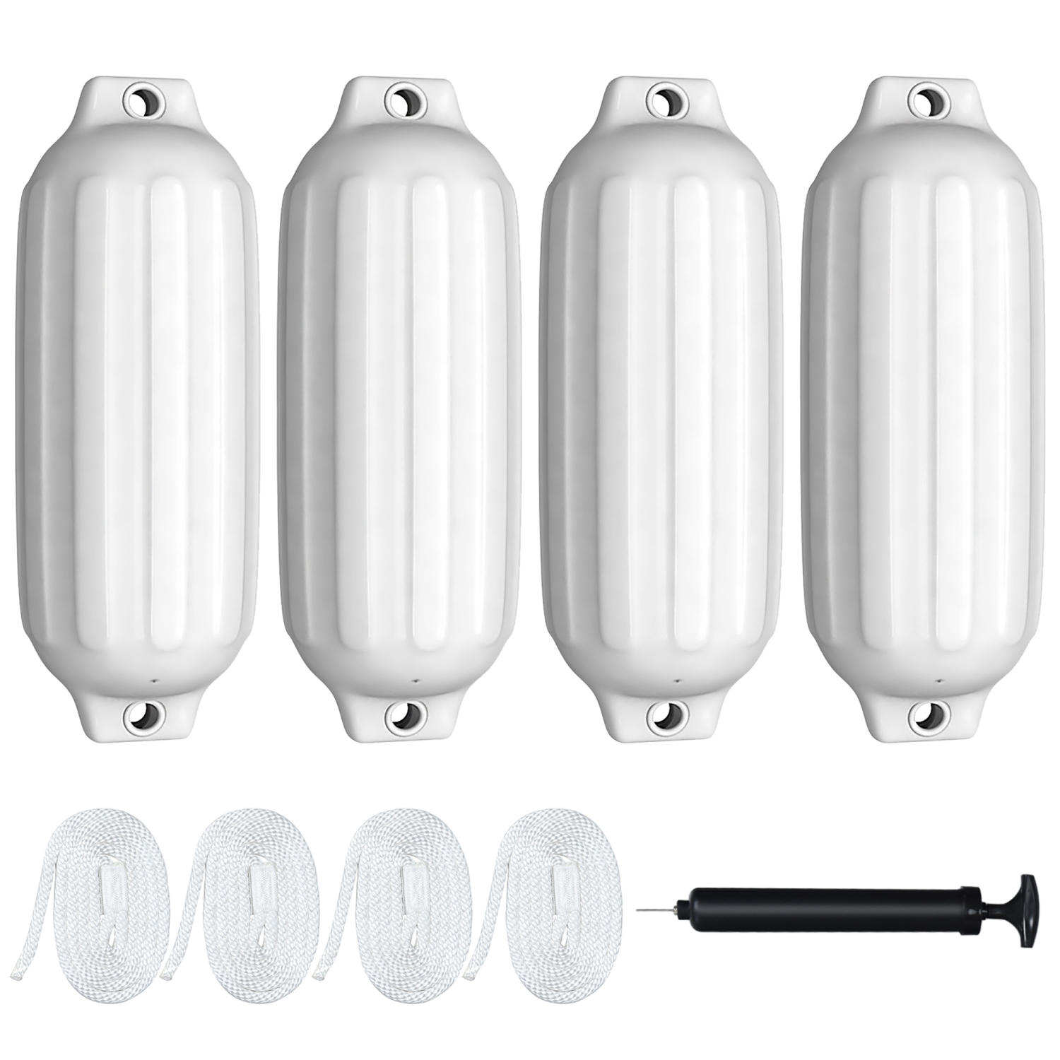 Gymax Pack of 4 27" Boat Fenders Marine Bumper Hand Inflatable White