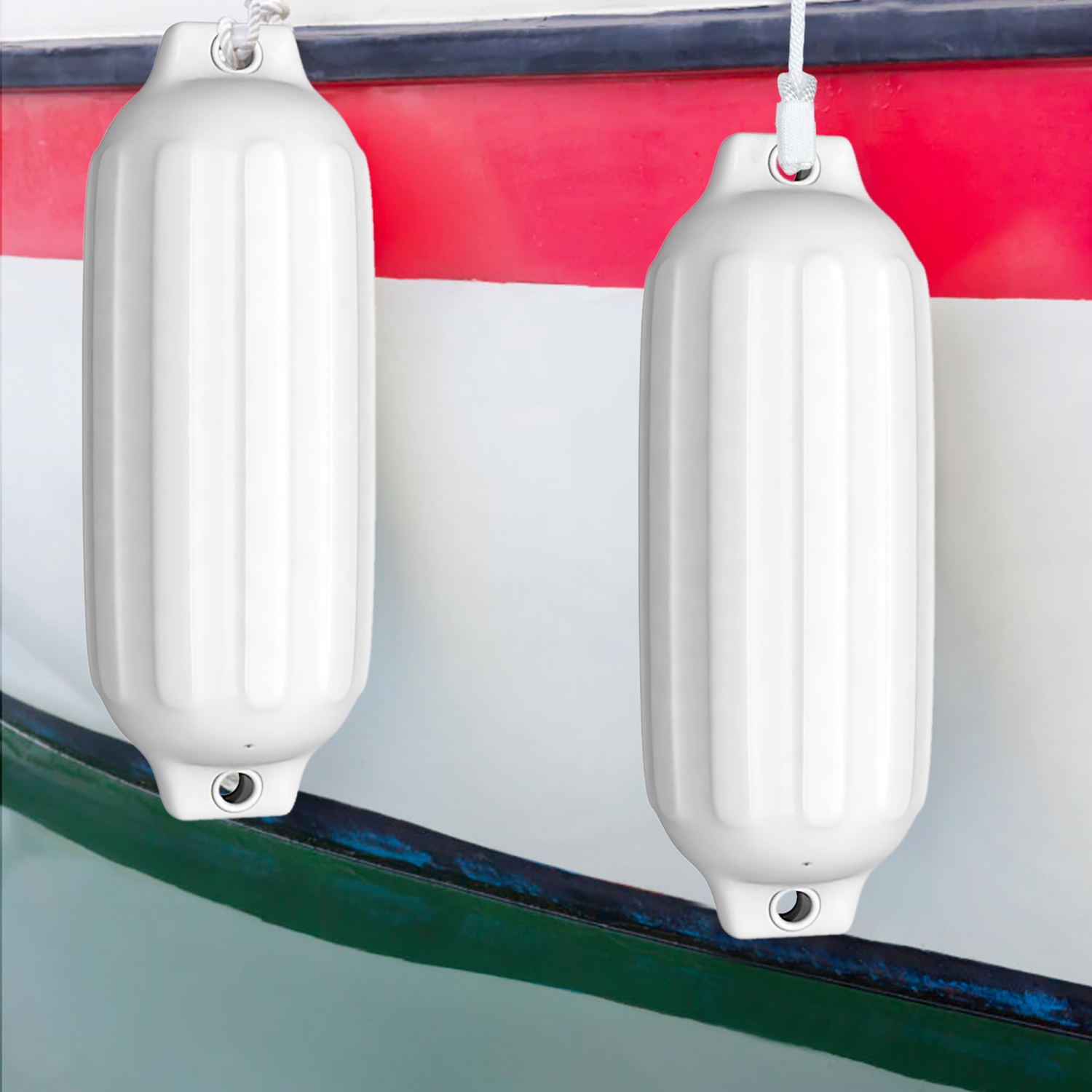 Gymax Pack of 4 27" Boat Fenders Marine Bumper Hand Inflatable White