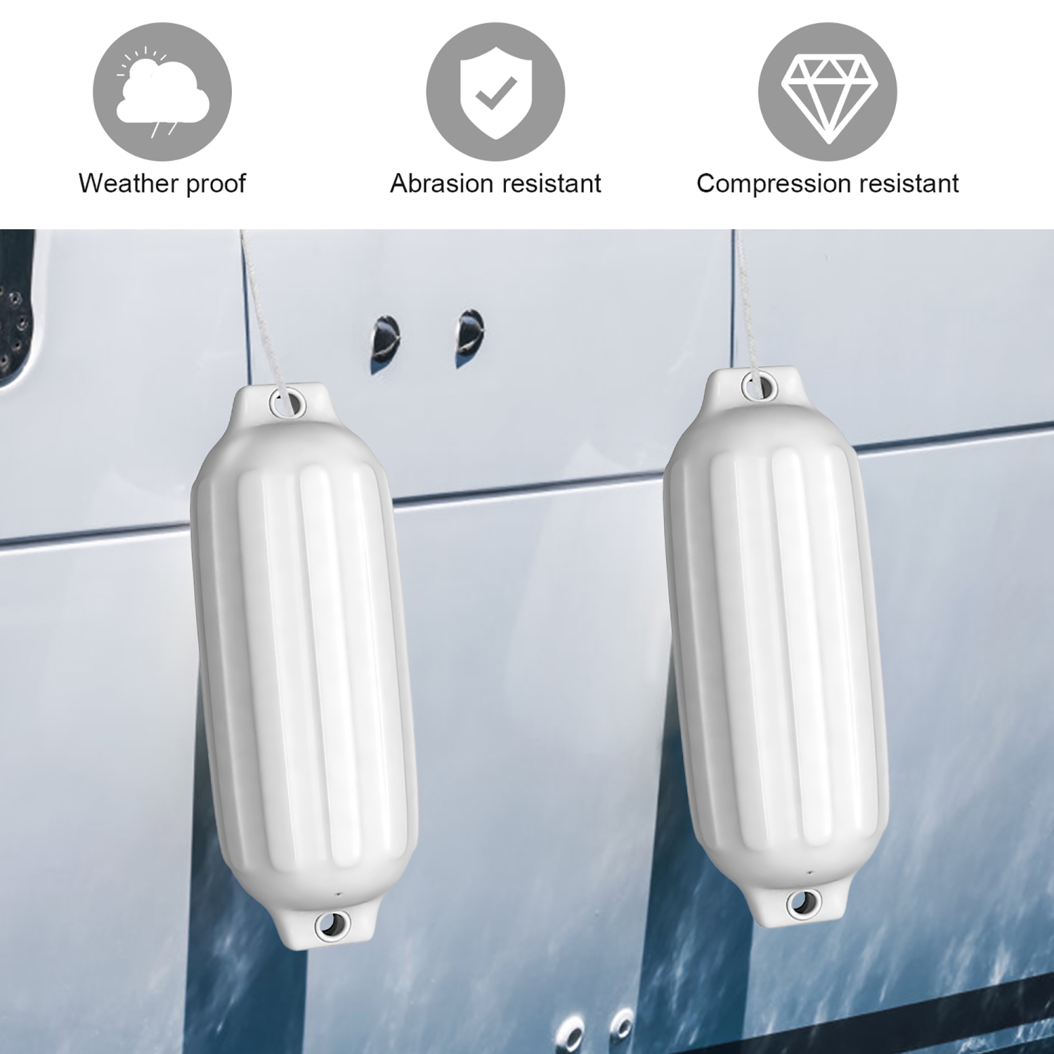 Gymax Pack of 4 27" Boat Fenders Marine Bumper Hand Inflatable White