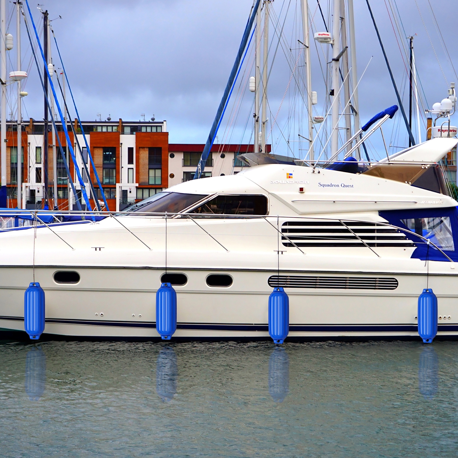 Gymax Pack of 4 27" Boat Fenders Marine Bumper Hand Inflatable Blue