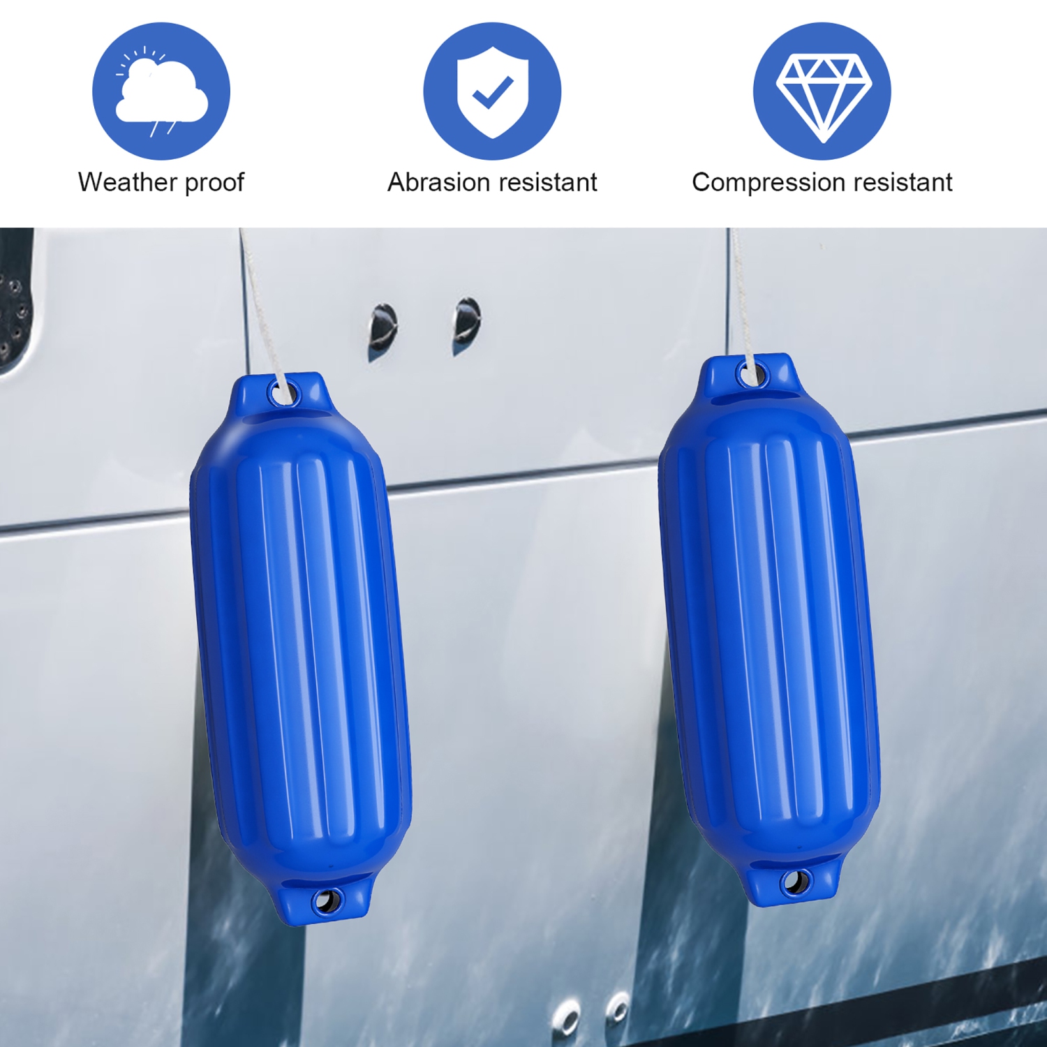 Gymax Pack of 4 27" Boat Fenders Marine Bumper Hand Inflatable Blue