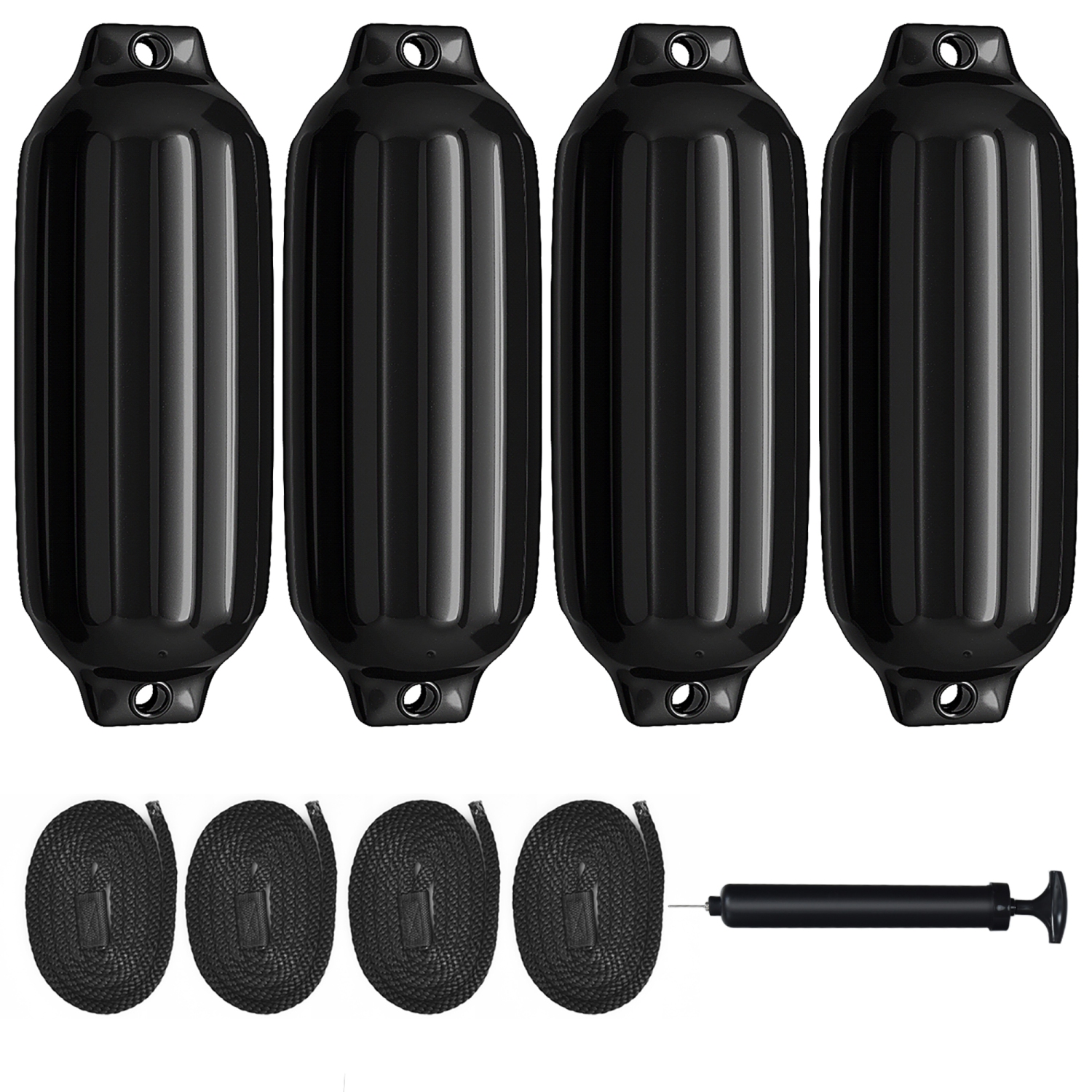 Gymax Pack of 4 27" Boat Fenders Marine Bumper Hand Inflatable Black