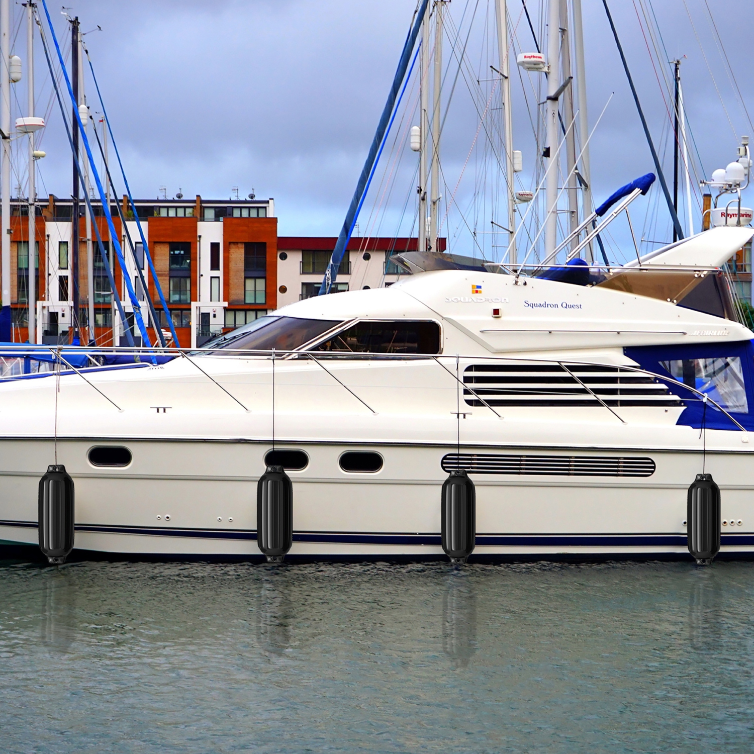 Gymax Pack of 4 27" Boat Fenders Marine Bumper Hand Inflatable Black