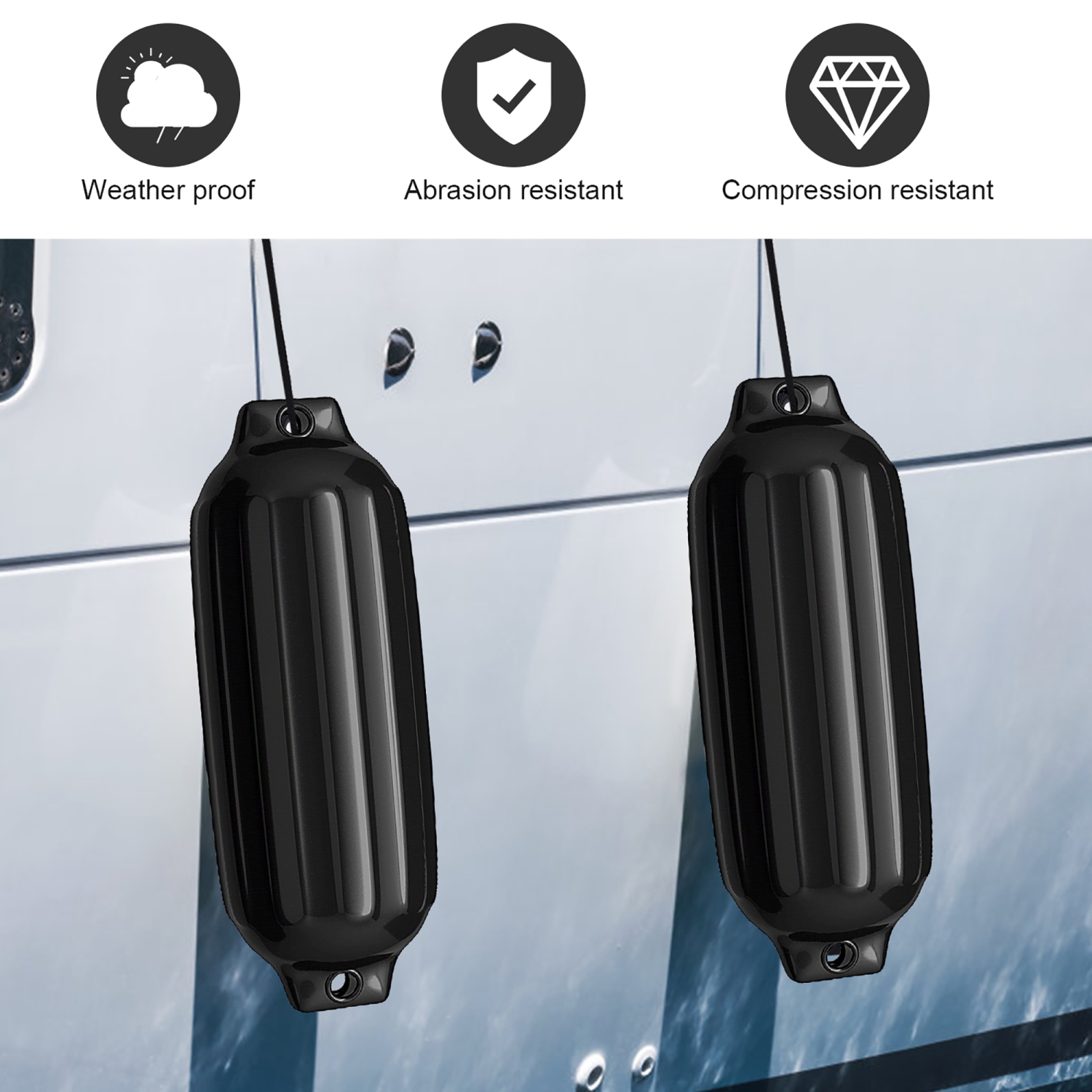 Gymax Pack of 4 27" Boat Fenders Marine Bumper Hand Inflatable Black