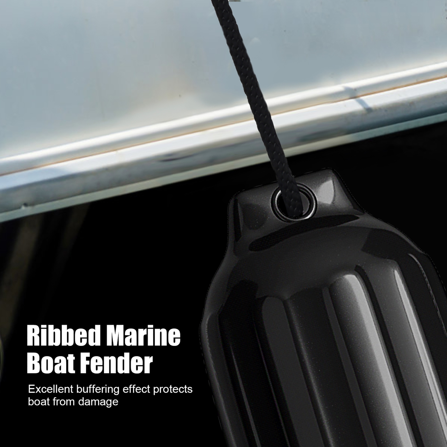 Gymax Pack of 4 27" Boat Fenders Marine Bumper Hand Inflatable Black