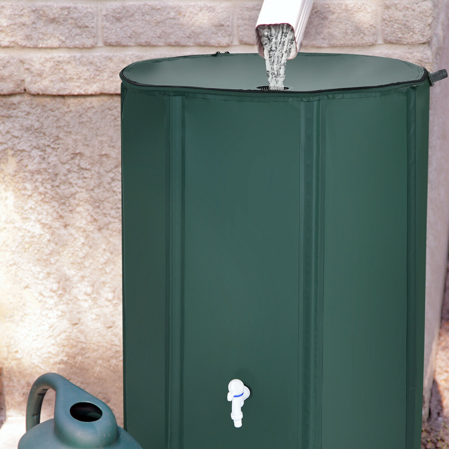 Gymax 100 Gallon Portable Rain Barrel Water Collector CollapsibleTank w /Spigot Filter