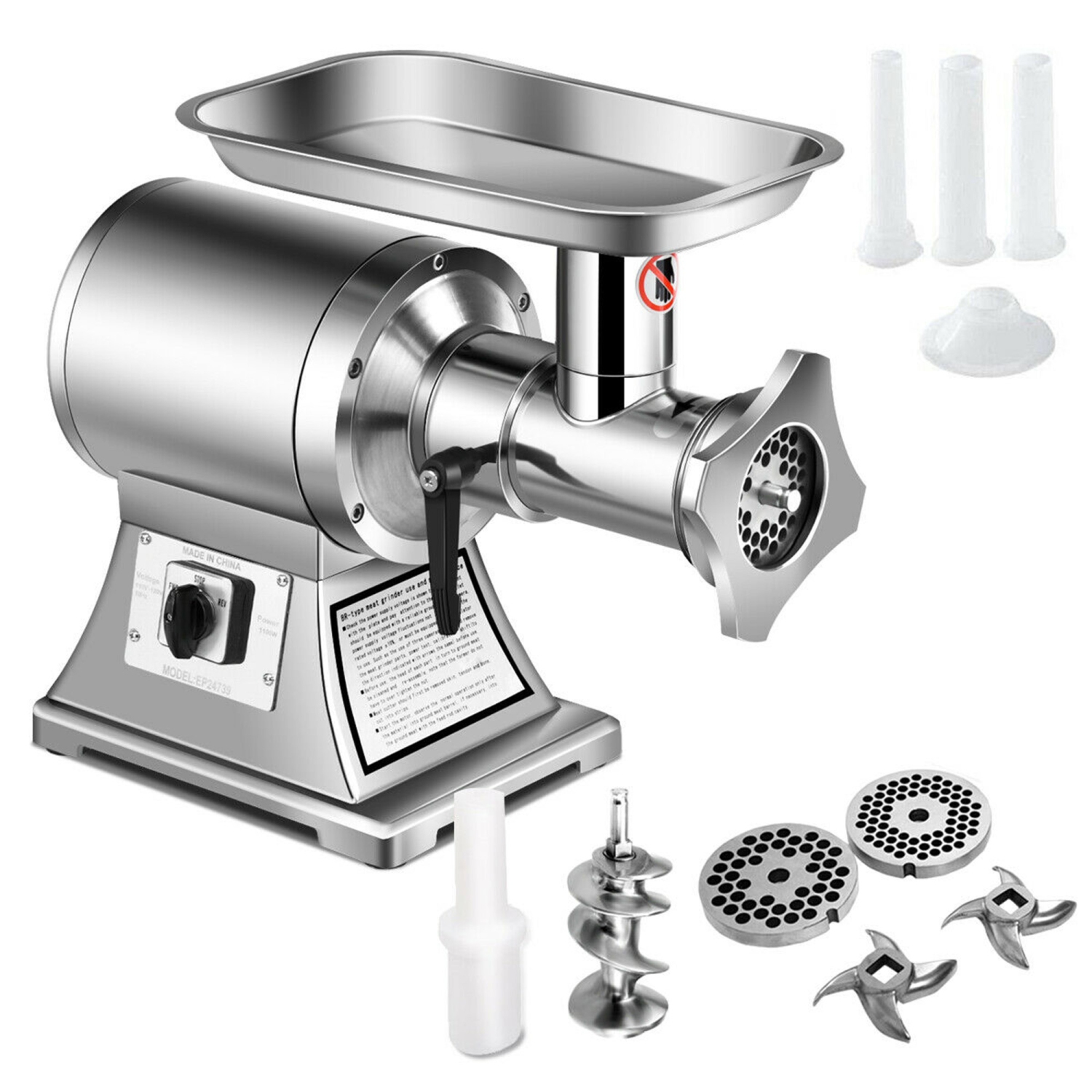 Gymax Commercial Grade Meat Grinder Stainless Steel Heavy Duty 1.5HP 1100W 550LB/h