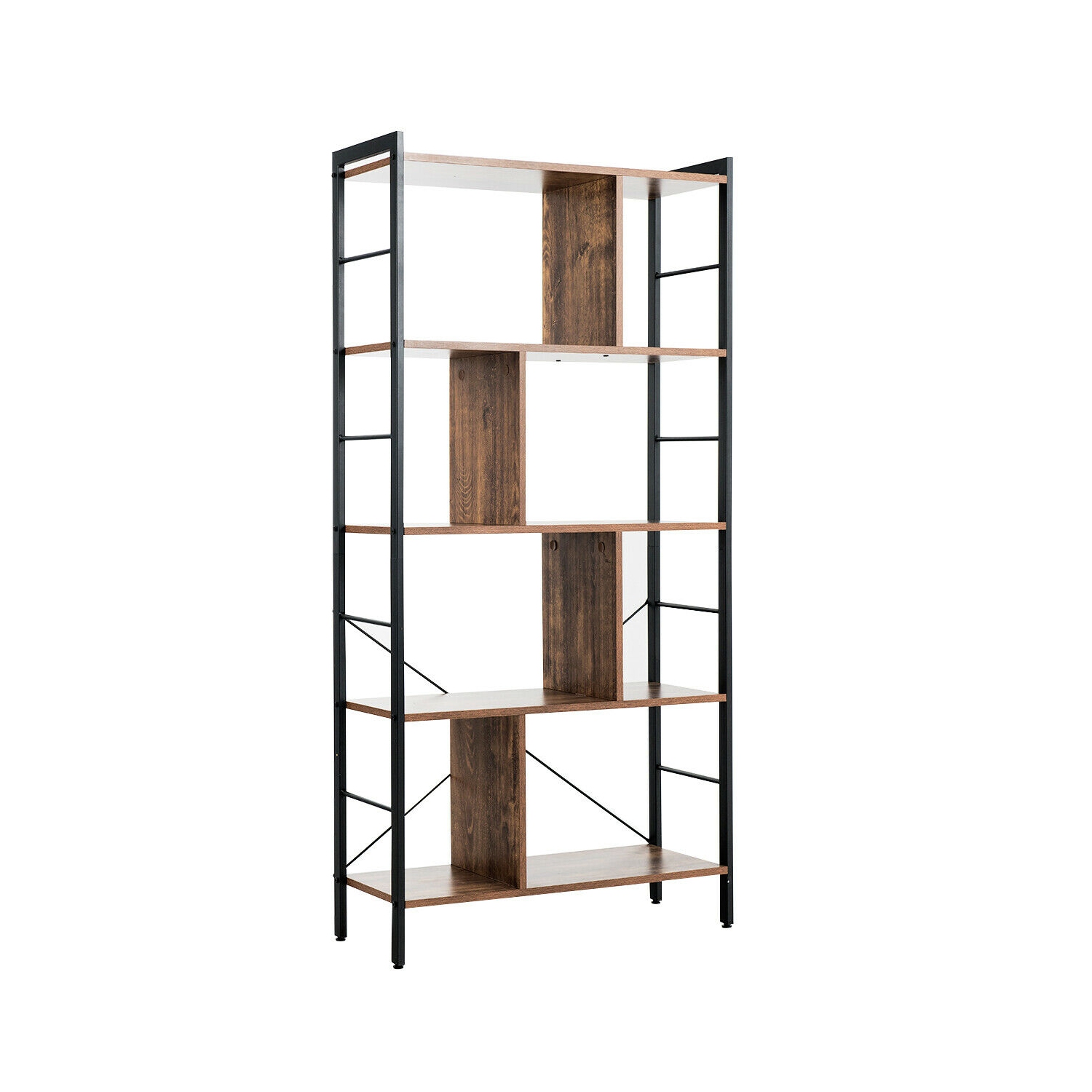 Gymax 4-Tier Bookcase Industrial Bookshelf Floor Standing Storage Rack
