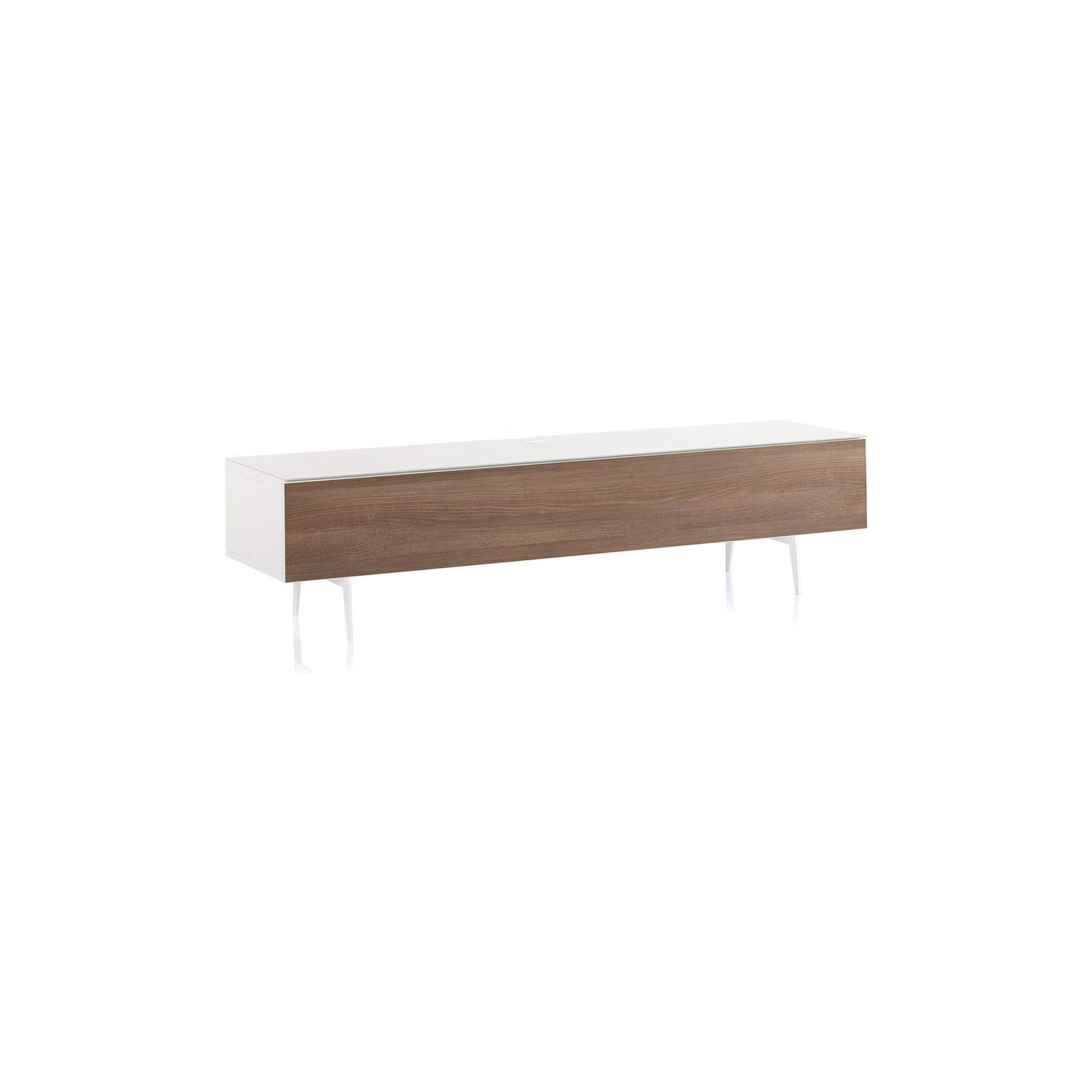 SONOROUS Studio ST-360 Wood and Glass Modern TV Stand with Spike Metal Legs for Sizes up to 75" (with I/R Repeater) - White