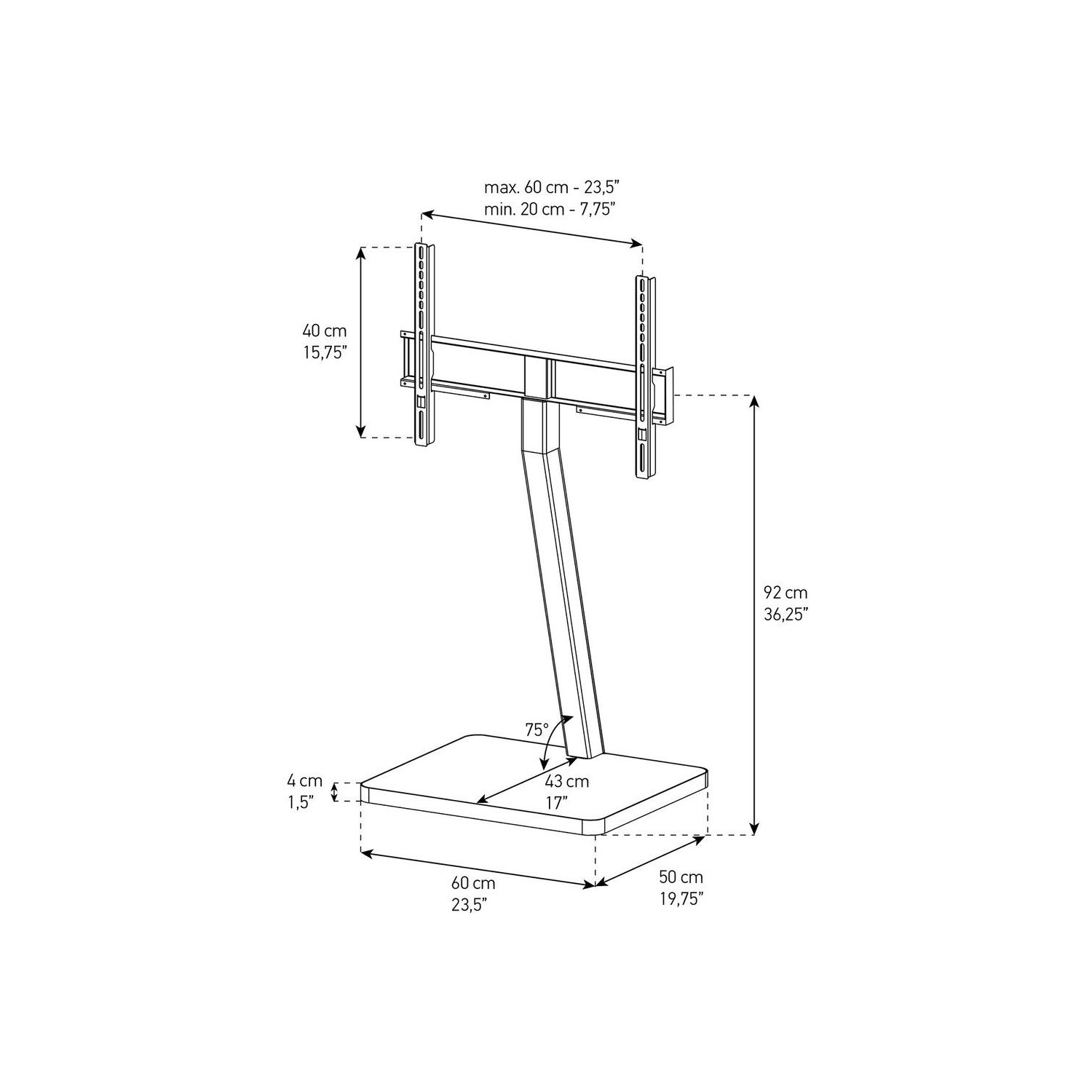 SONOROUS PL-2700 Modern TV Floor Stand with Mount/Bracket for Sizes up to 65"