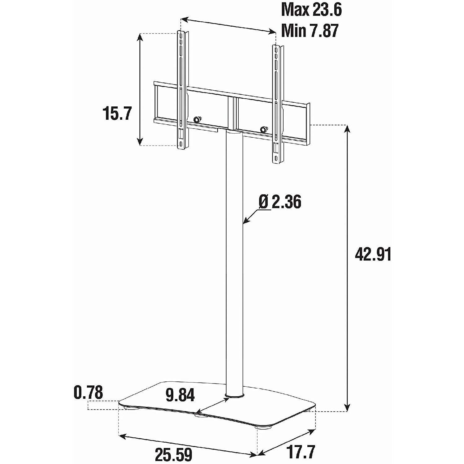 SONOROUS TV Stand PL2800 for Up to 65 Inches TV - Floor Stand TV Bracket - Tempered Glass Base, 45 Degree Swivel - White