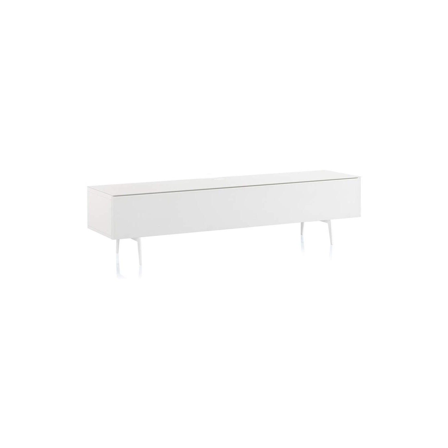 SONOROUS Studio ST-360 Wood and Glass Modern TV Stand with Spike Metal Legs for Sizes up to 75" (with I/R Repeater) - White