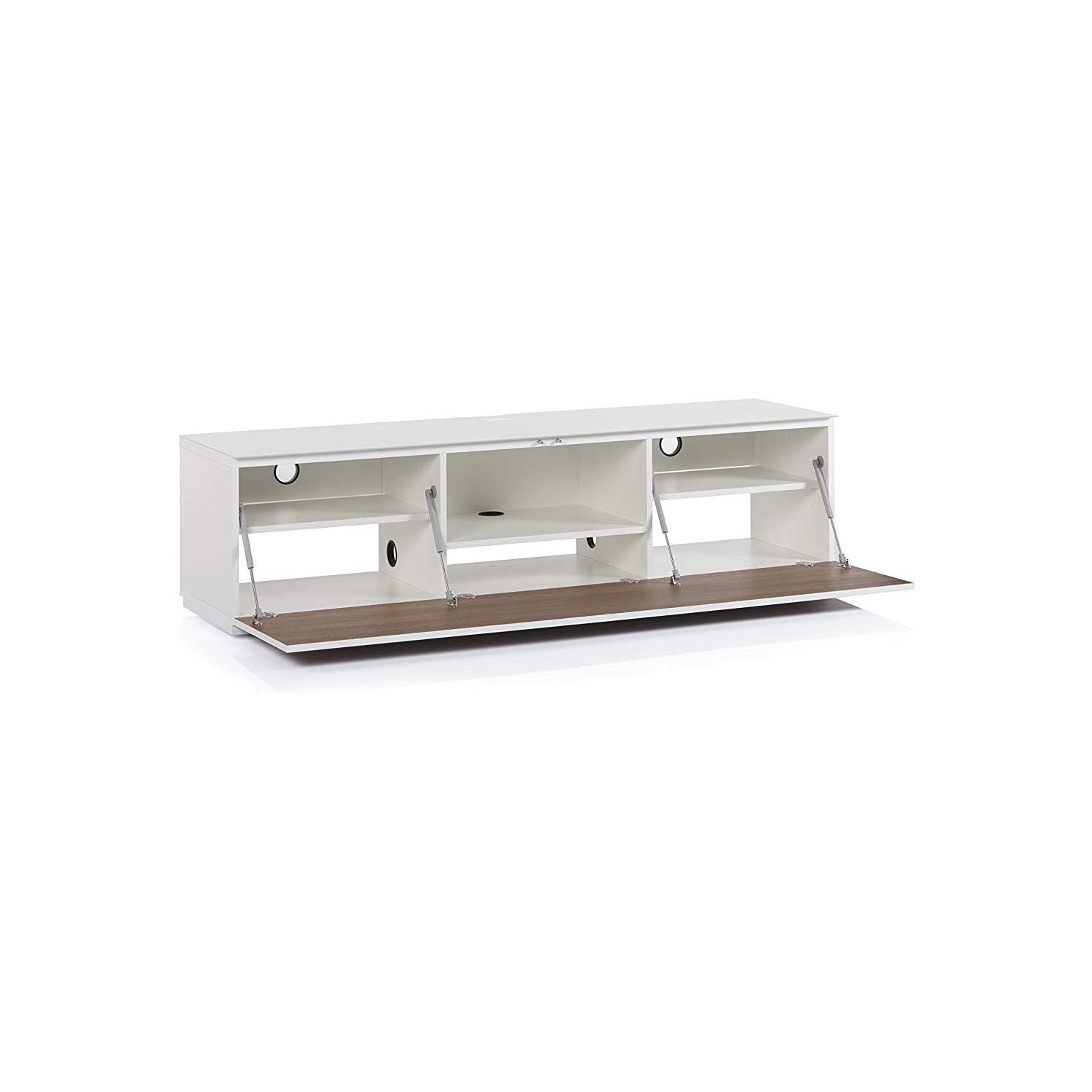 SONOROUS Studio ST-160B Wood and Glass Modern TV Stand with Hidden Wheels for Sizes up to 75" -White