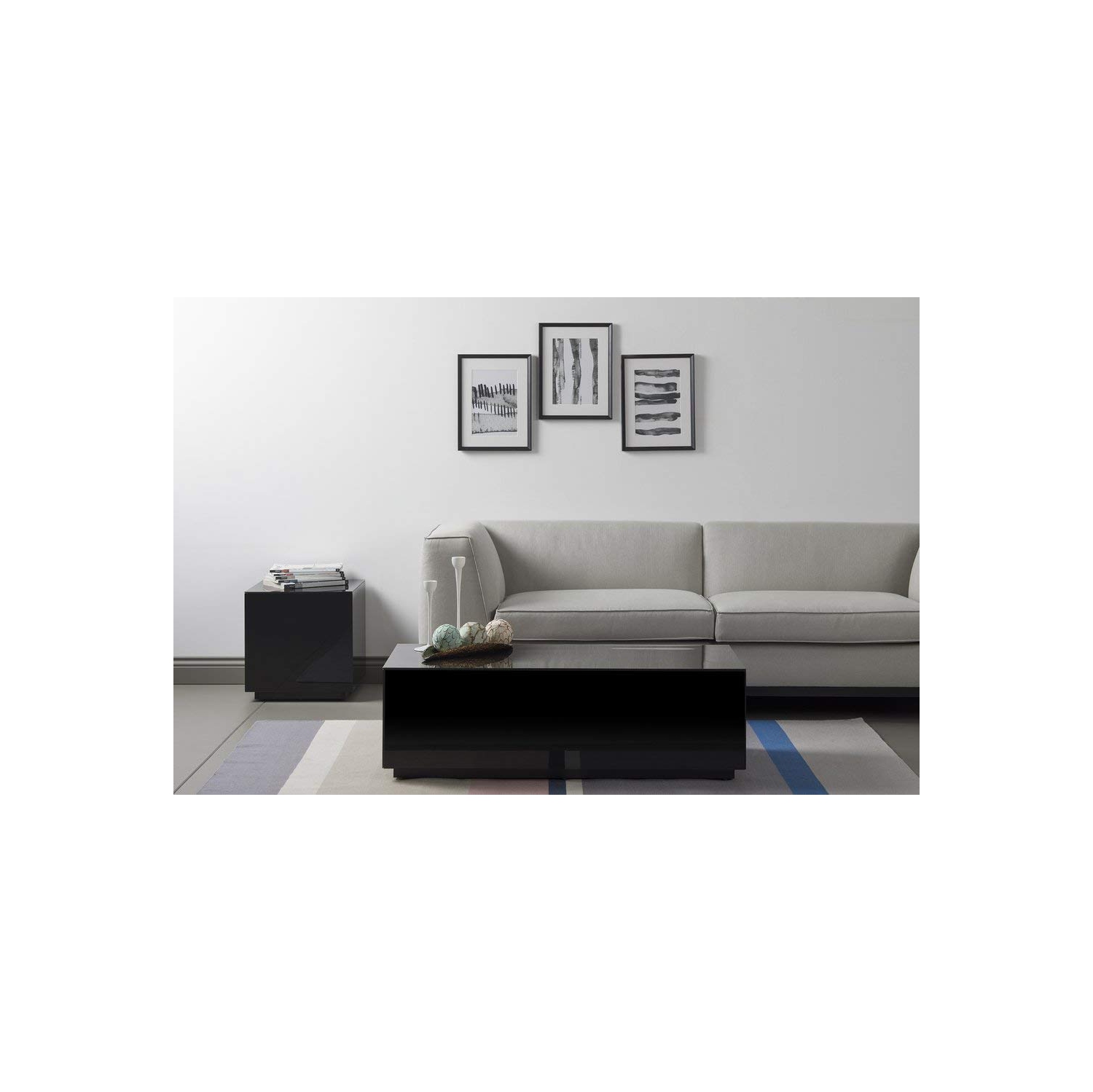 SONOROUS CTB-120 All Glass Modern Coffee Table/Center Table - Black