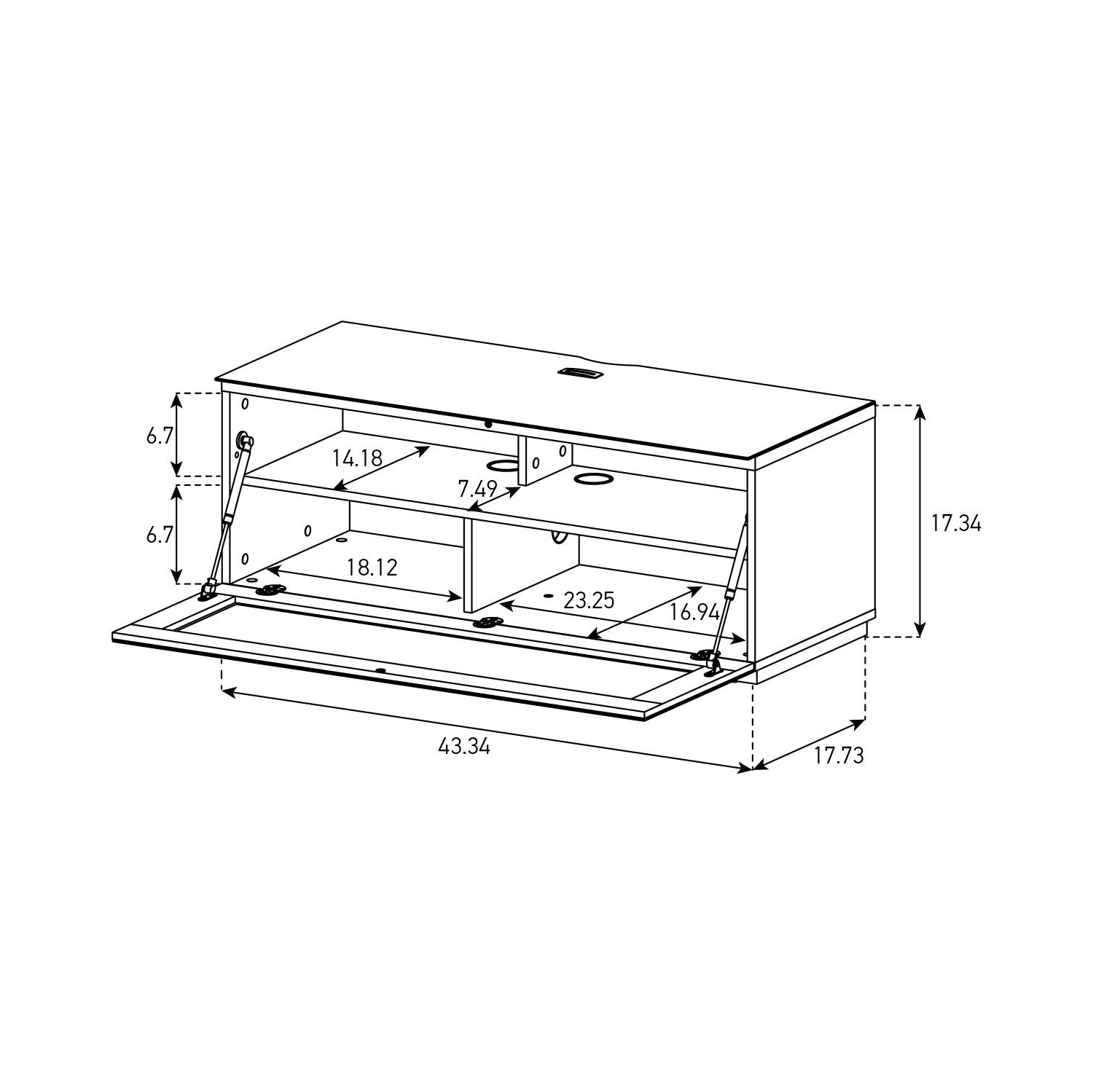 SONOROUS Studio ST-110B Wood and Glass Modern TV Stand with Hidden Wheels for Sizes up to 65" - Black