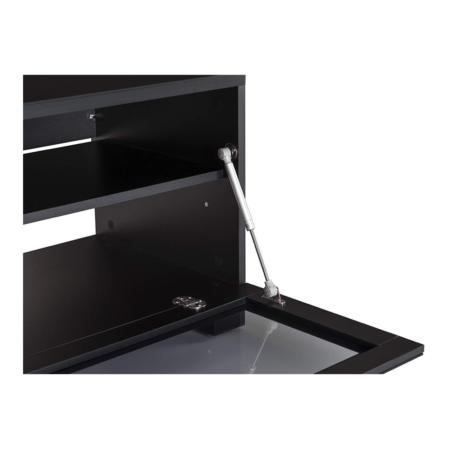 SONOROUS Studio ST-110B Wood and Glass Modern TV Stand with Hidden Wheels for Sizes up to 65" - Black