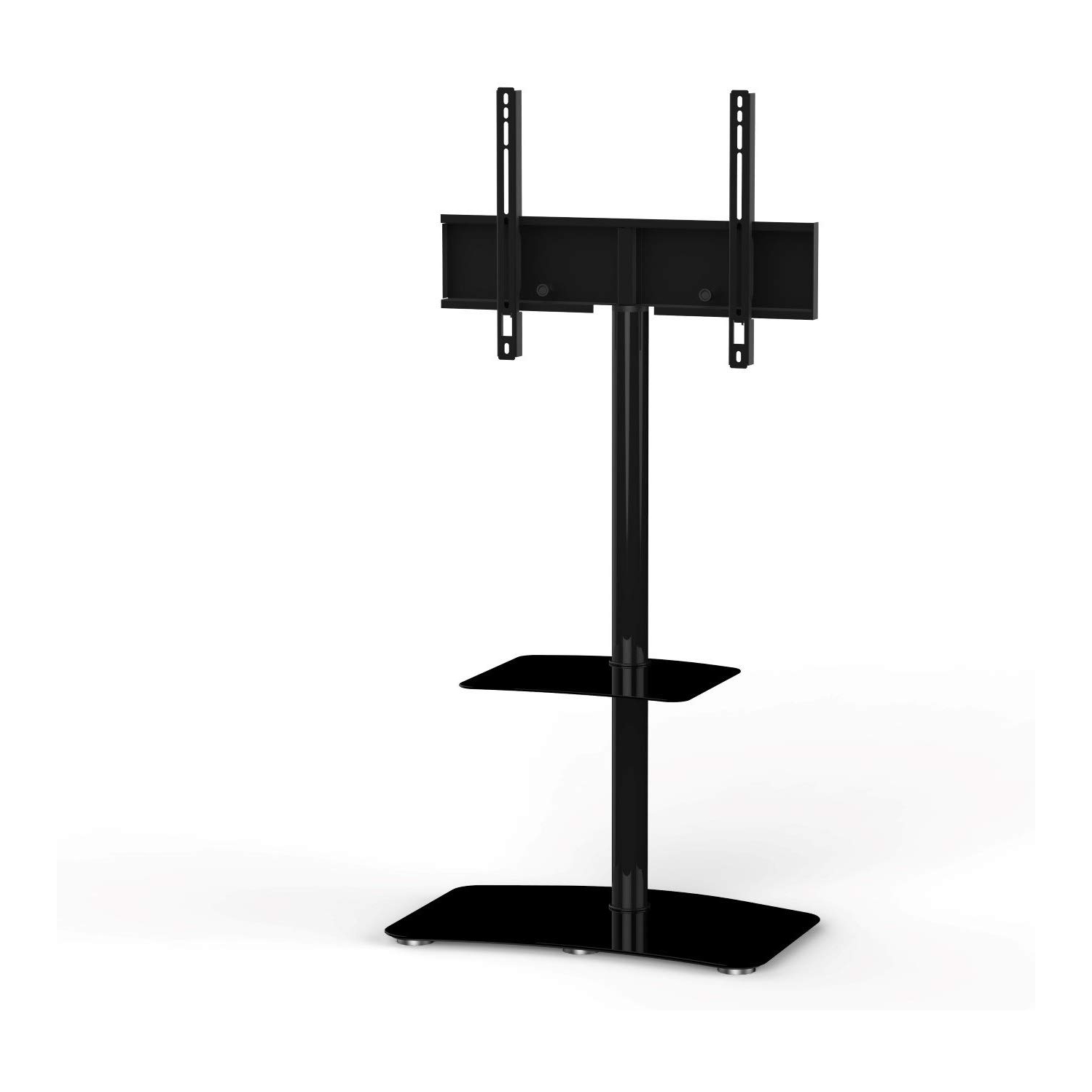 SONOROUS PL-2810 Modern TV Floor Stand Mount/Bracket with Tempered Glass Shelf for Sizes up to 65" -Black