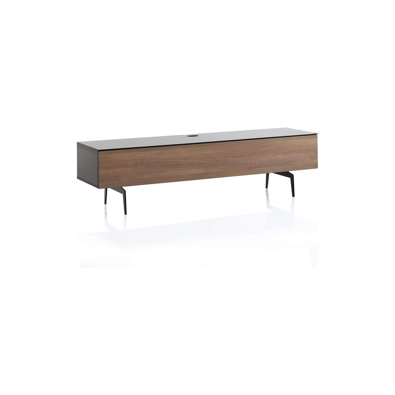 SONOROUS Studio ST-360 Wood and Glass Modern TV Stand with Spike Metal Legs for Sizes up to 75" (with I/R Repeater) - Black