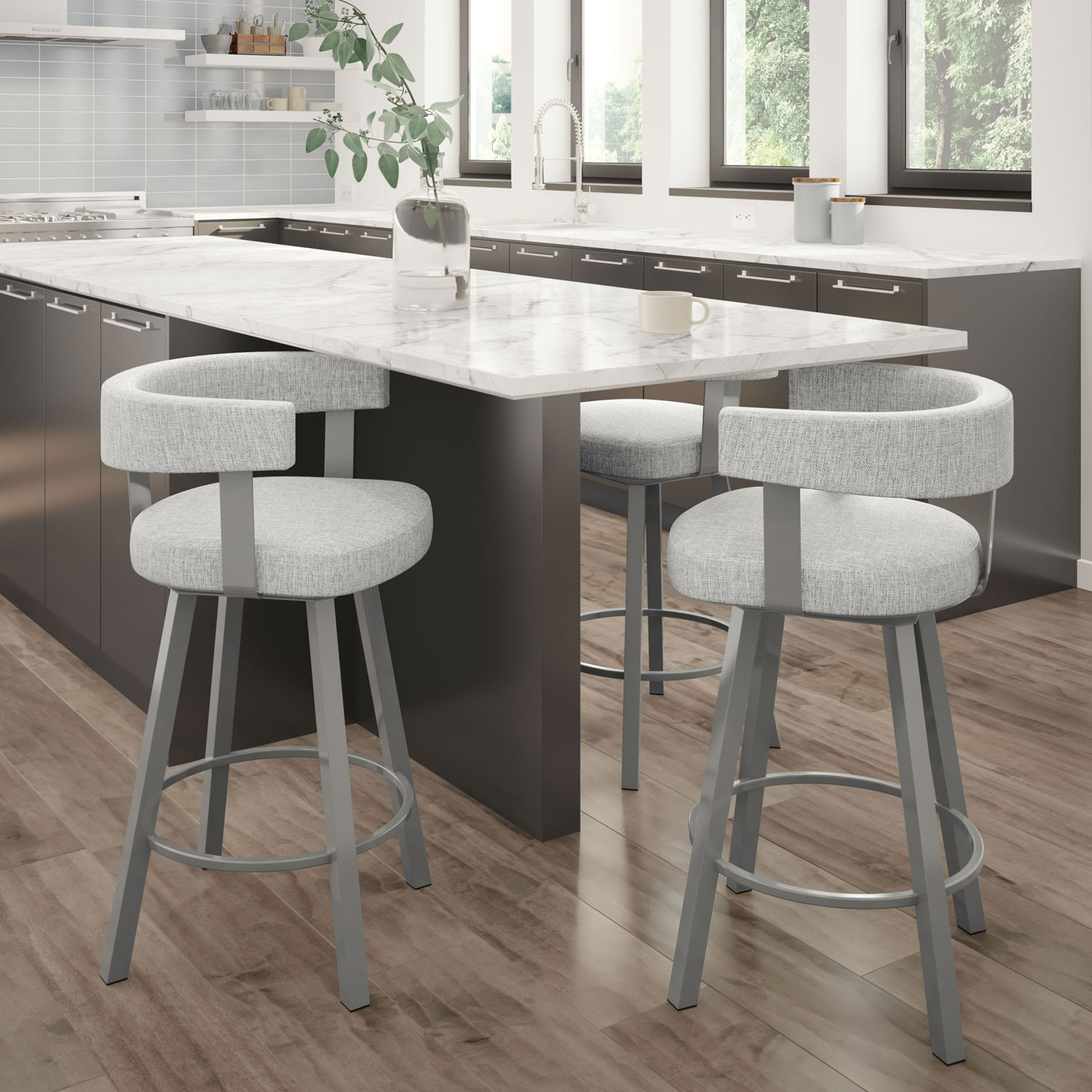 Parker Contemporary Counter Height Barstool - Soft Grey White/Grey