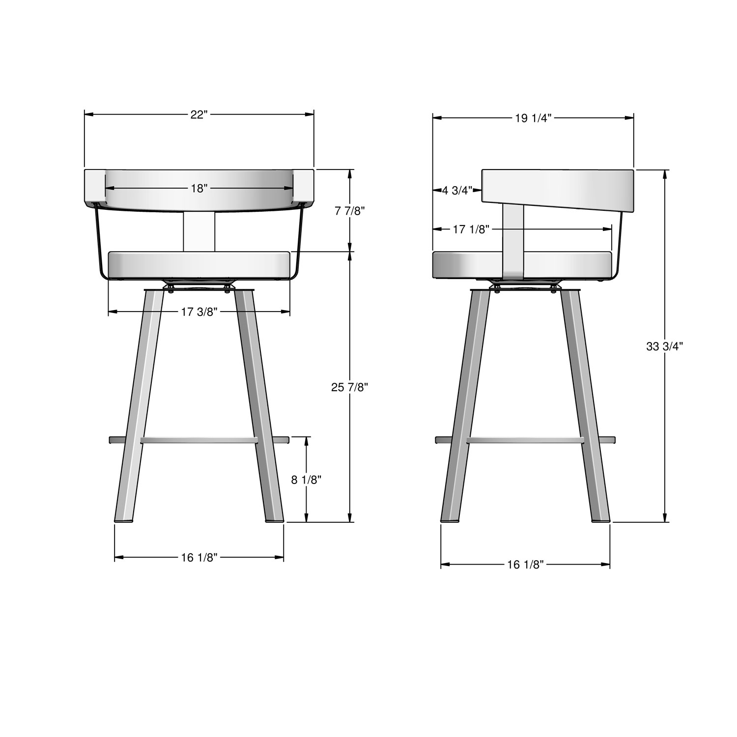 Parker Contemporary Counter Height Barstool - Soft Grey White/Grey