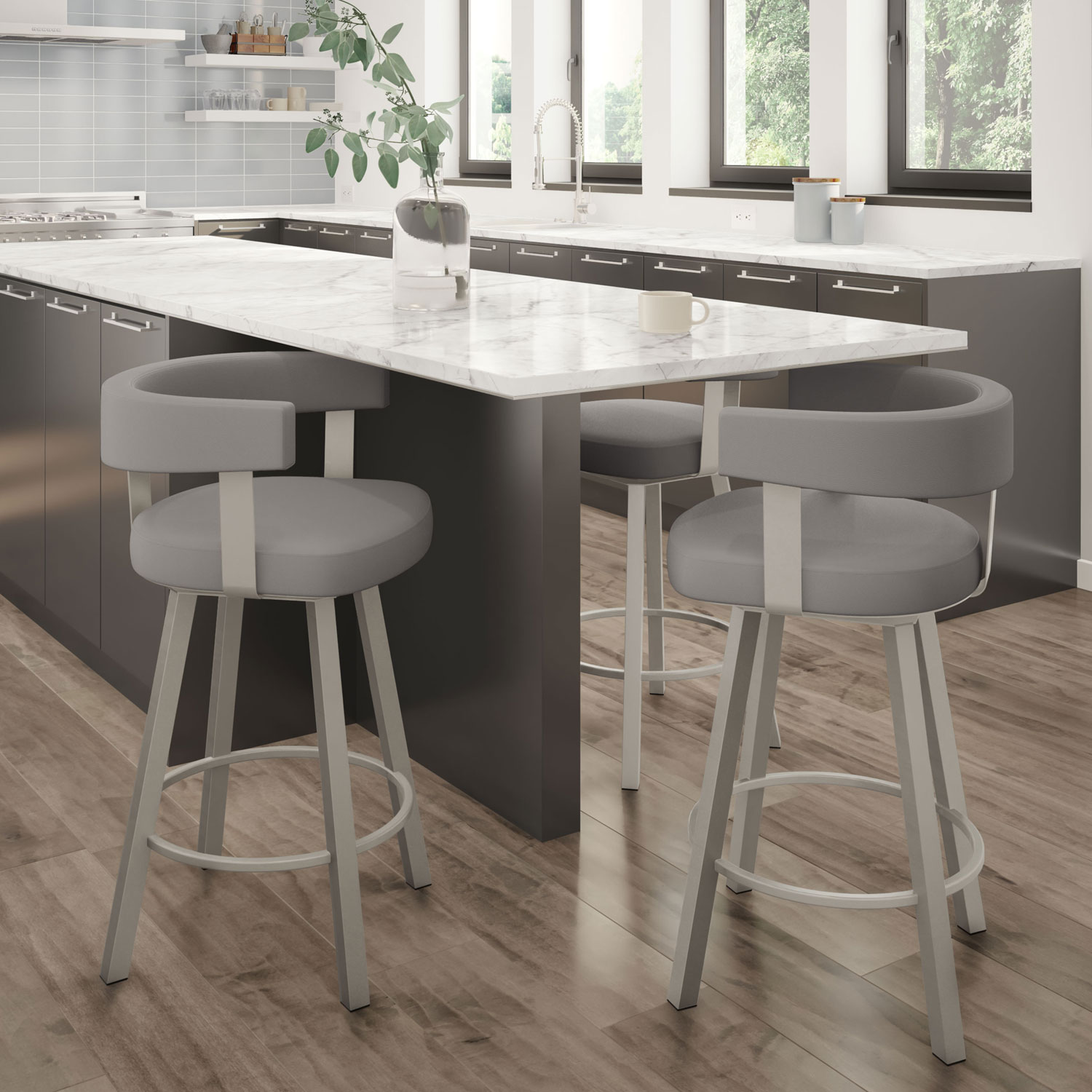 Parker Contemporary Counter Height Barstool - Taupe Grey/Grey