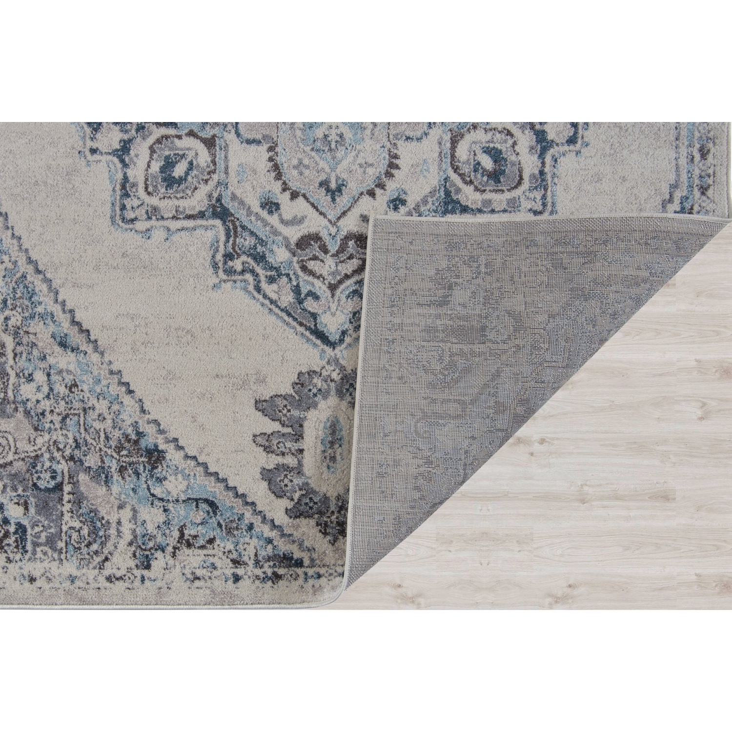 Ladole Rugs Miranda Persian Design Traditional Style Ivory Blue Indoor Area Rug Carpet, 5x7