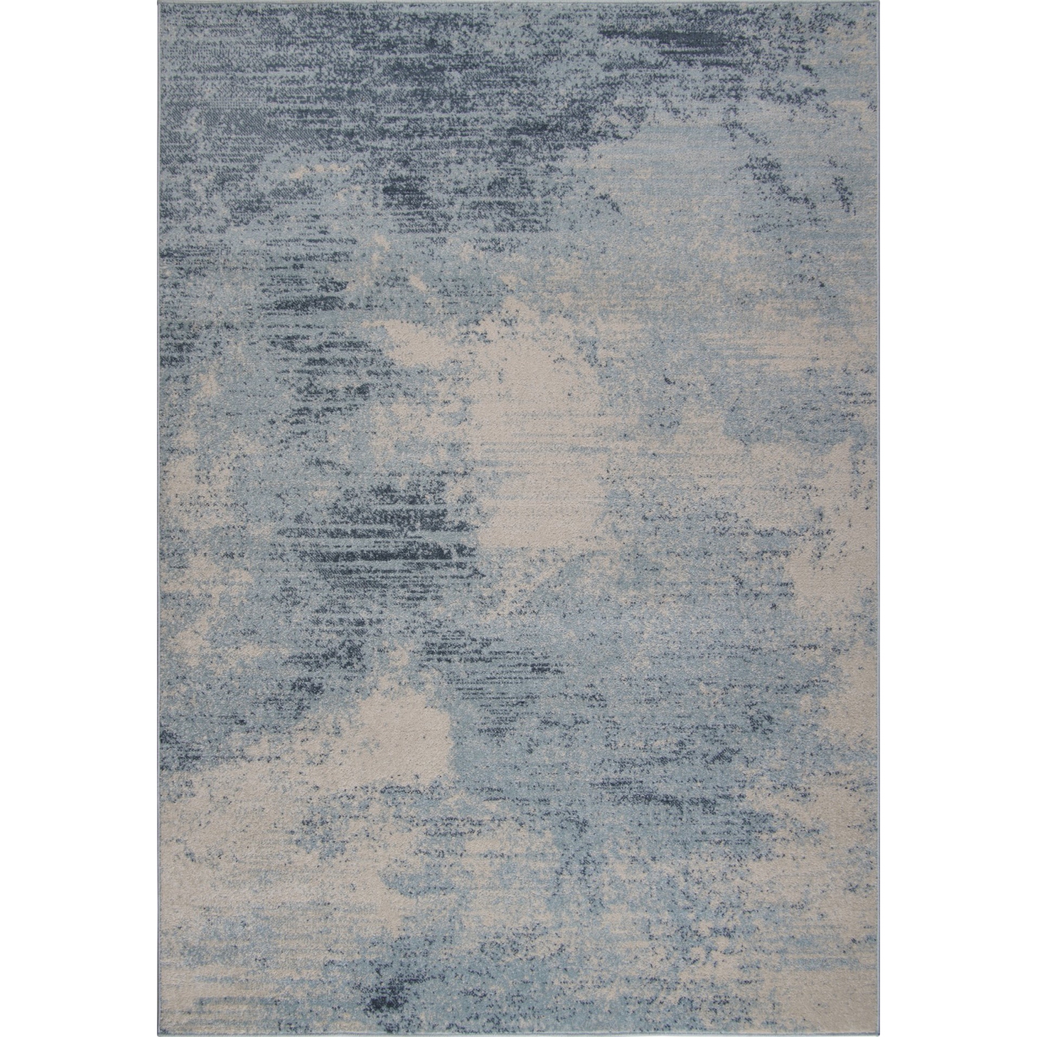 Ladole Rugs Unique Abstract Style Modern Durable Indoor Blue Ivory Rustic Area Rug Carpet, 7x9