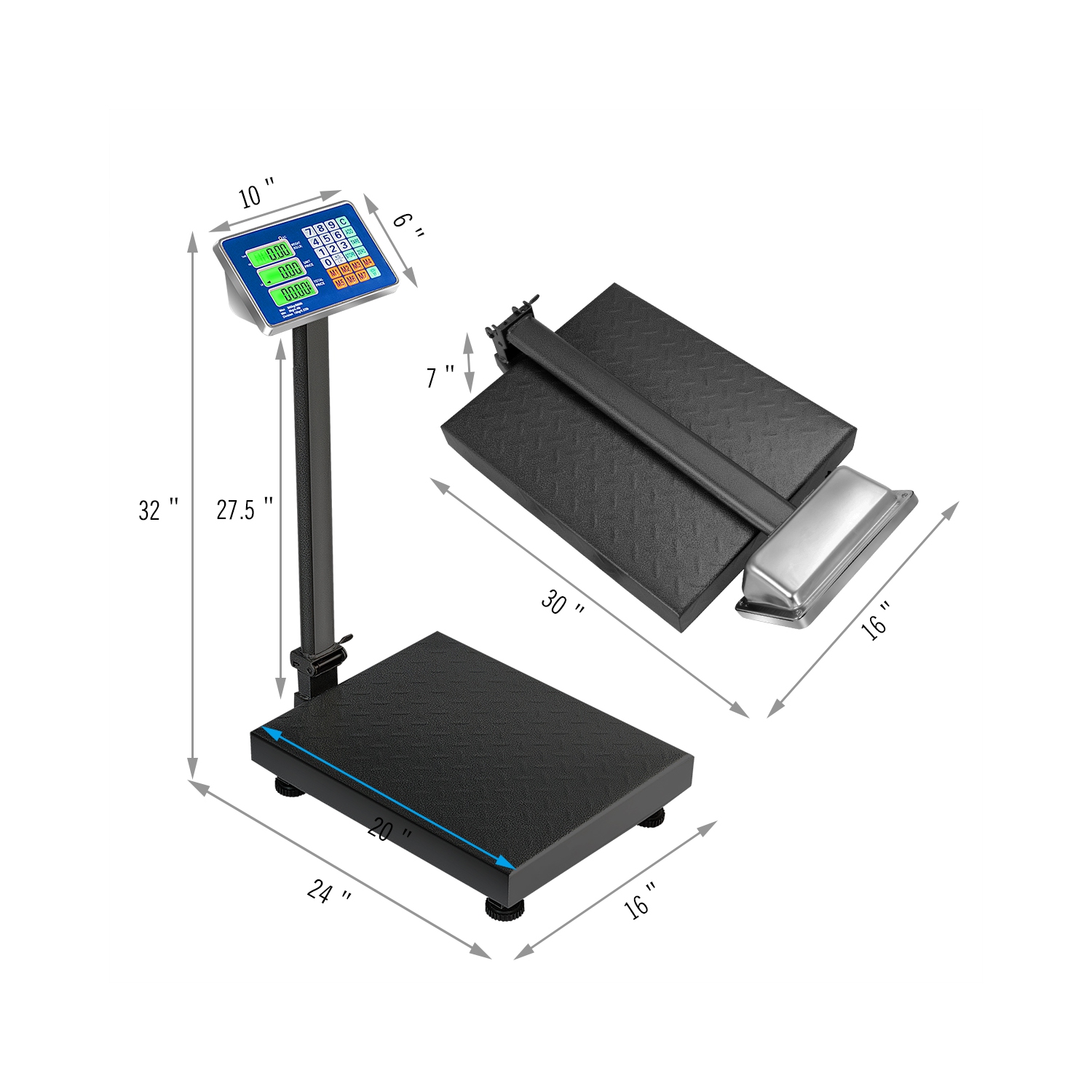 Gymax 660lbs Weight Platform Scale Digital Floor Folding Scale Postal Shipping Mailing