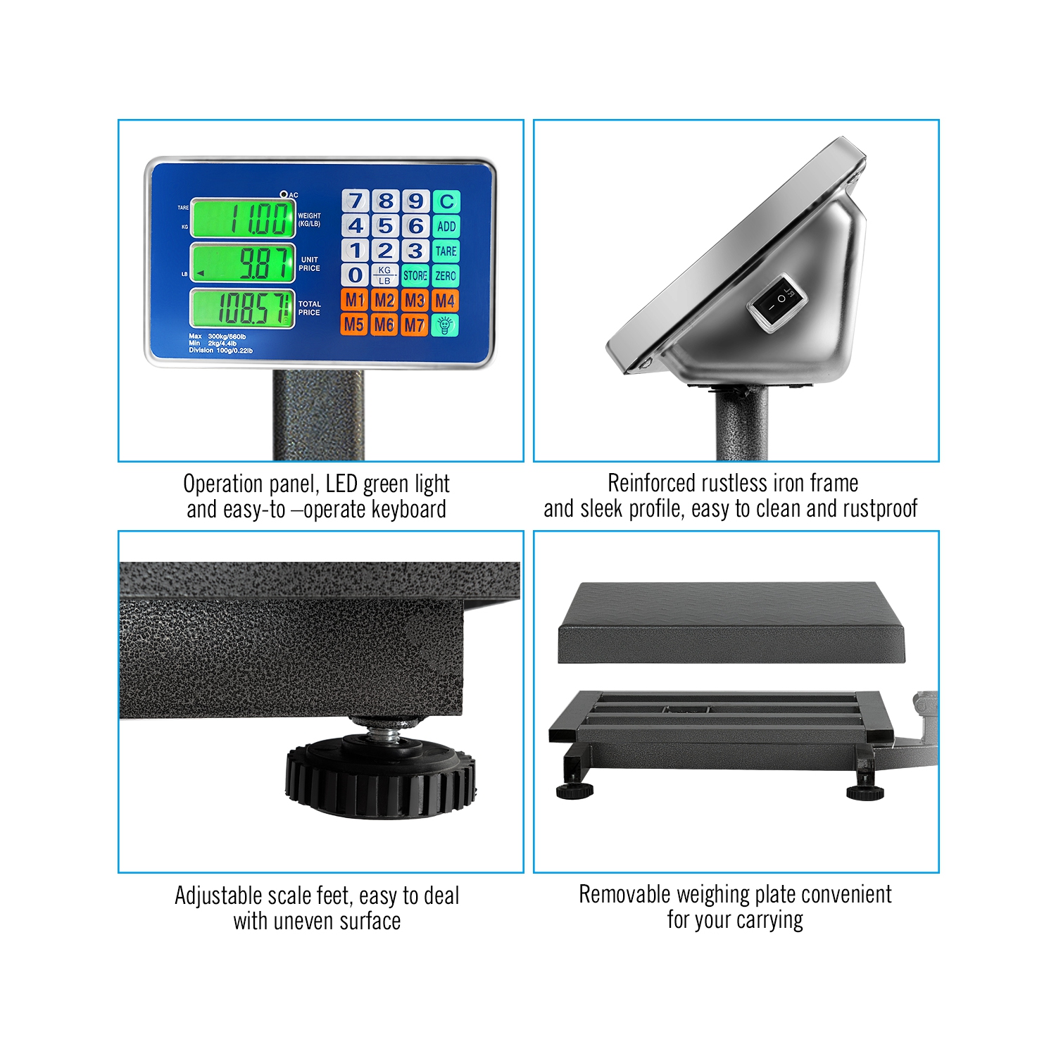 Gymax 660lbs Weight Platform Scale Digital Floor Folding Scale Postal Shipping Mailing