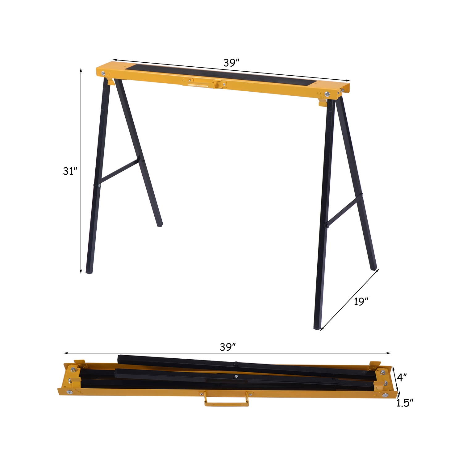 Gymax 2 Pack Heavy Duty Saw Horse Steel Folding Legs Portable