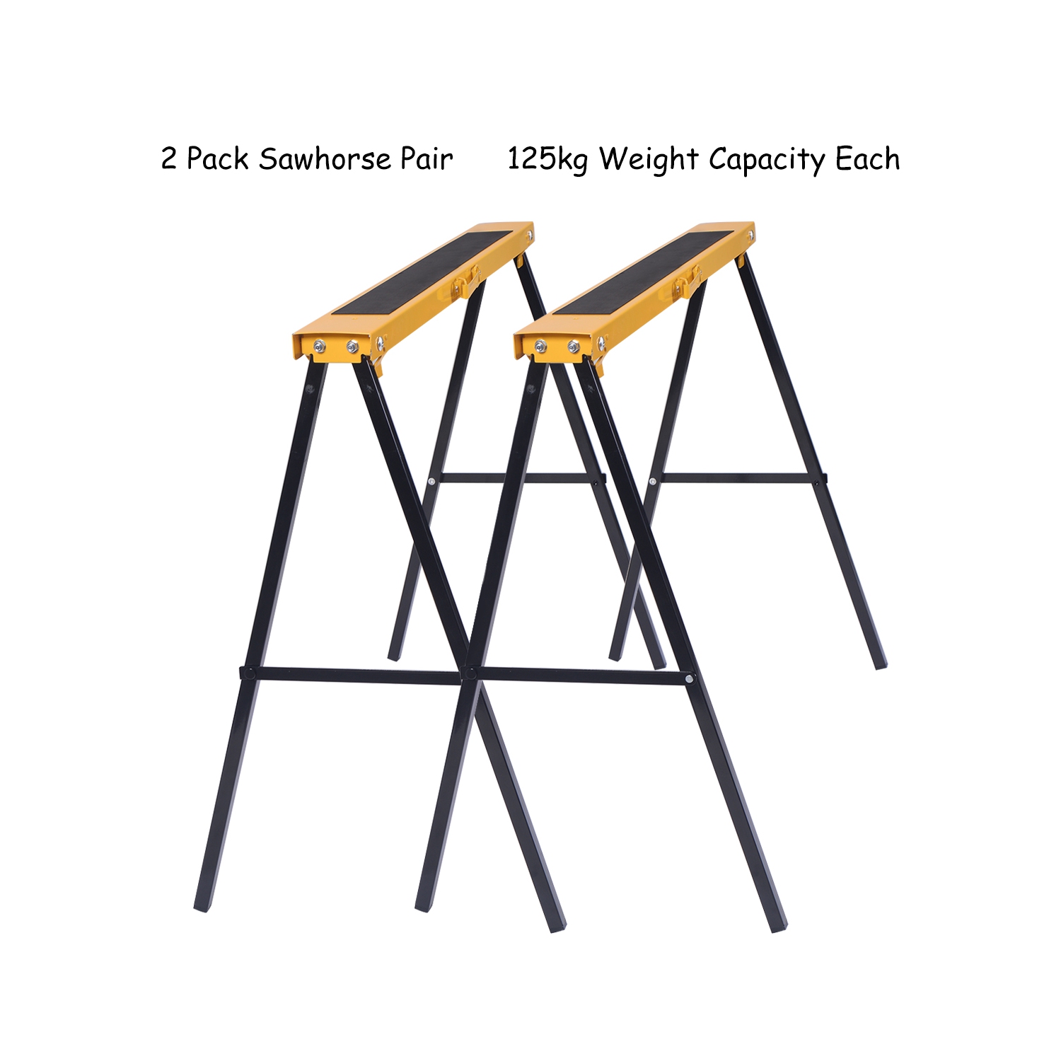 Gymax 2 Pack Heavy Duty Saw Horse Steel Folding Legs Portable