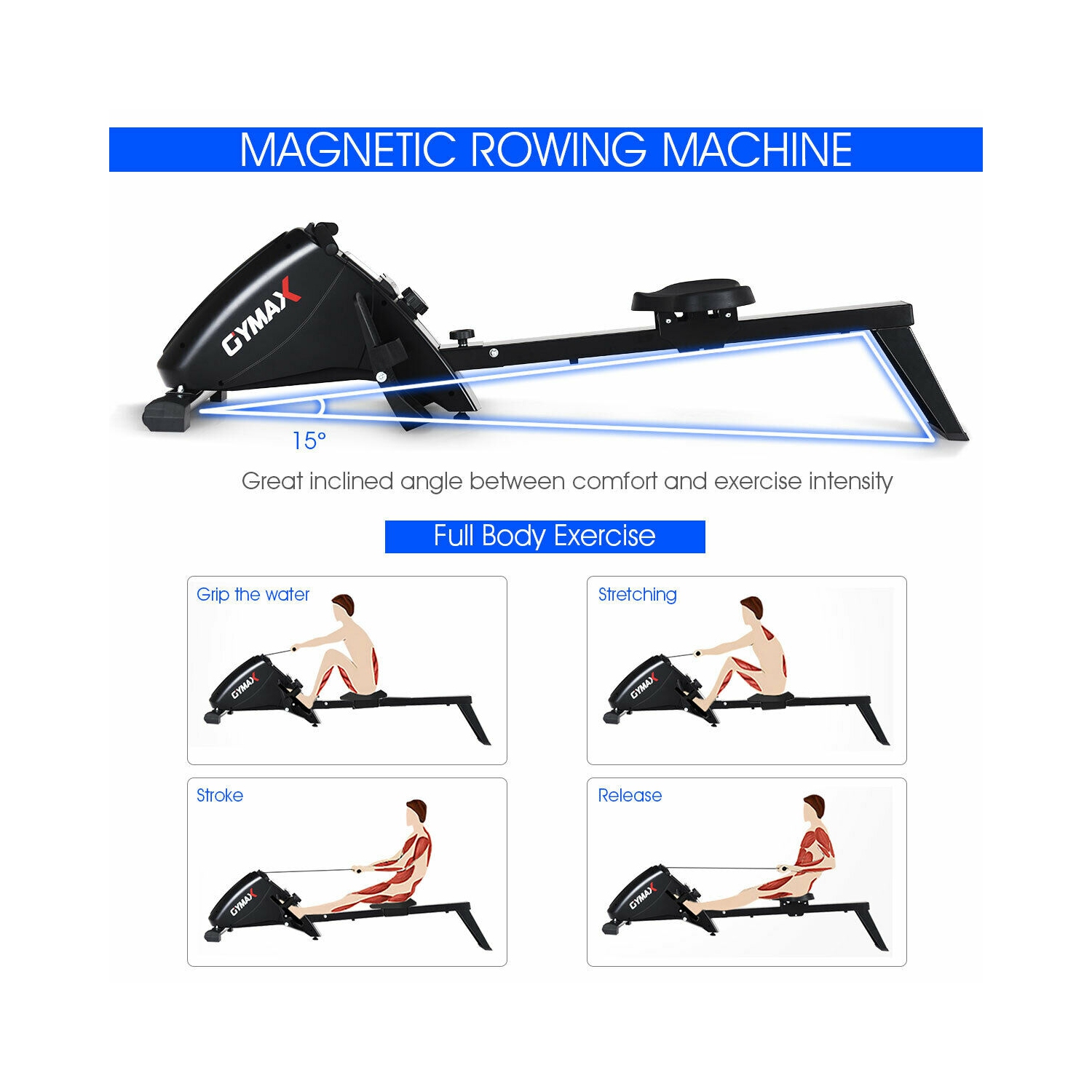 Gymax discount magnetic rower