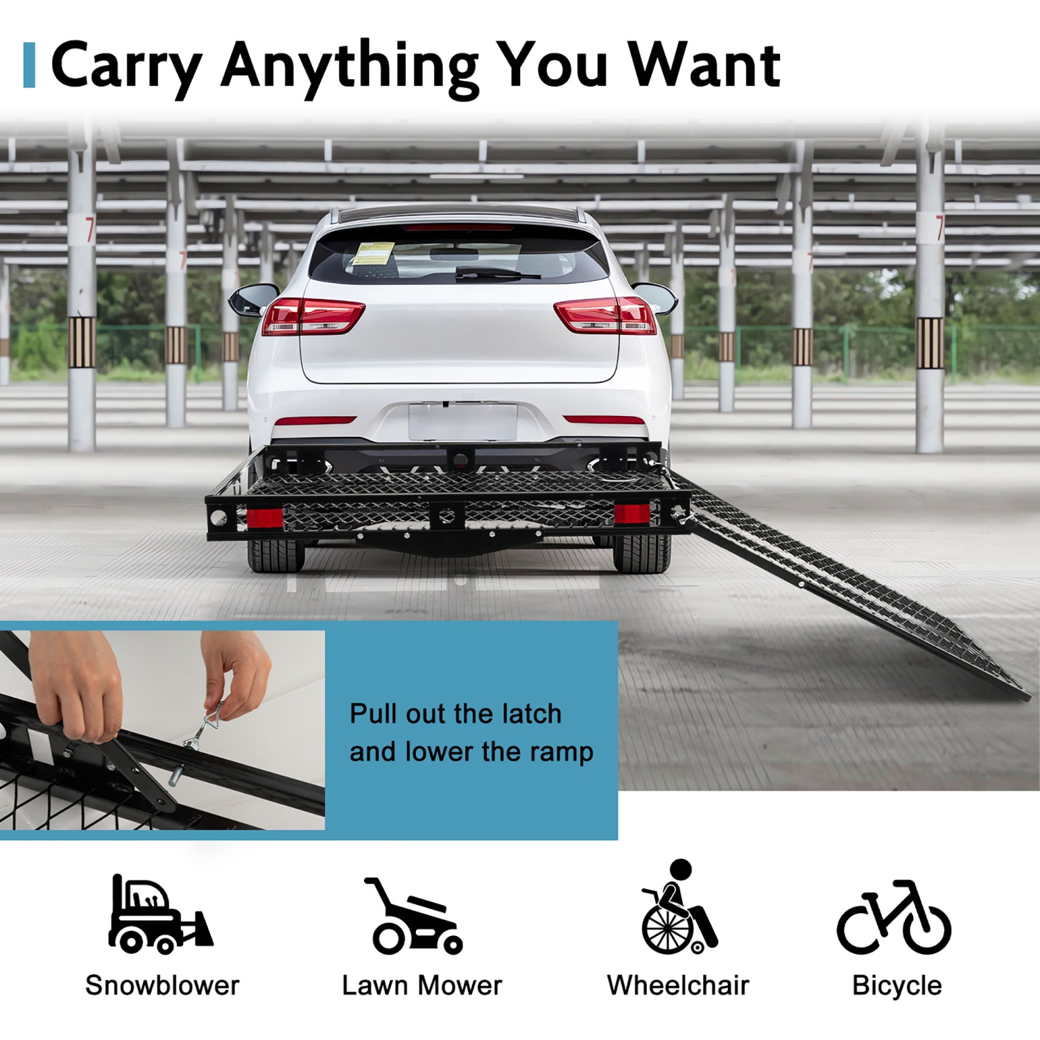 Gymax Folding Electric Wheelchair Hitch Carrier Scooter Loading Ram