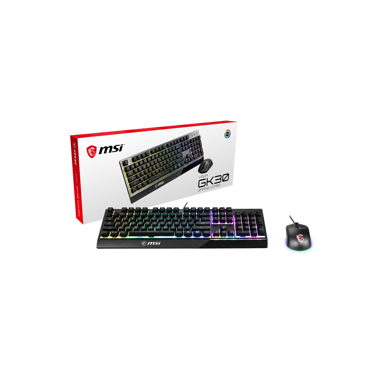 MSI Vigor Backlit RGB Dedicated Hotkeys Anti-Ghosting Mechanical Feel Gaming Keyboard & Gaming Mouse Combo (Vigor GK30 Combo US)