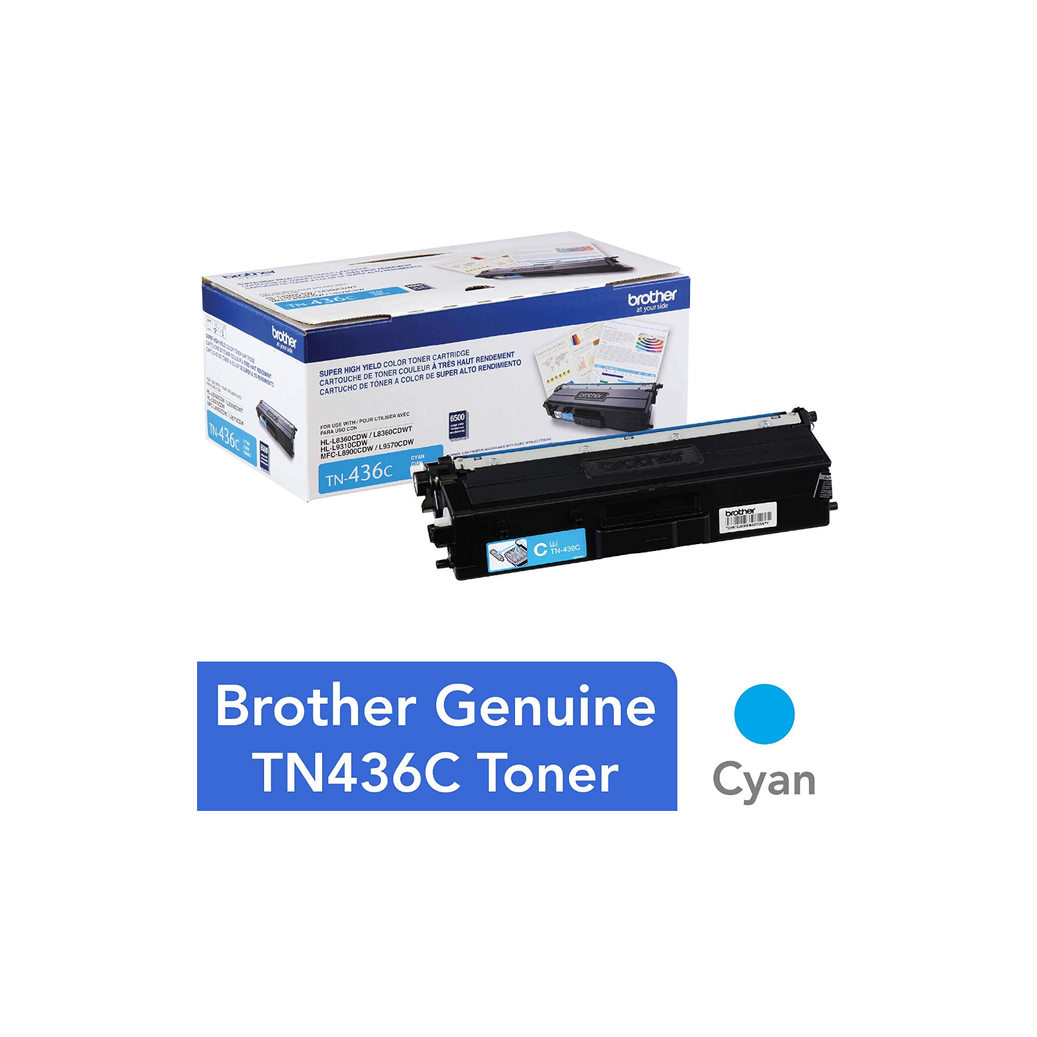 Brother TN436C Cyan Cartouche d’origine Pour: Brother HL-L8360, HL-L9310, MFC-L8900, MFC-L9570