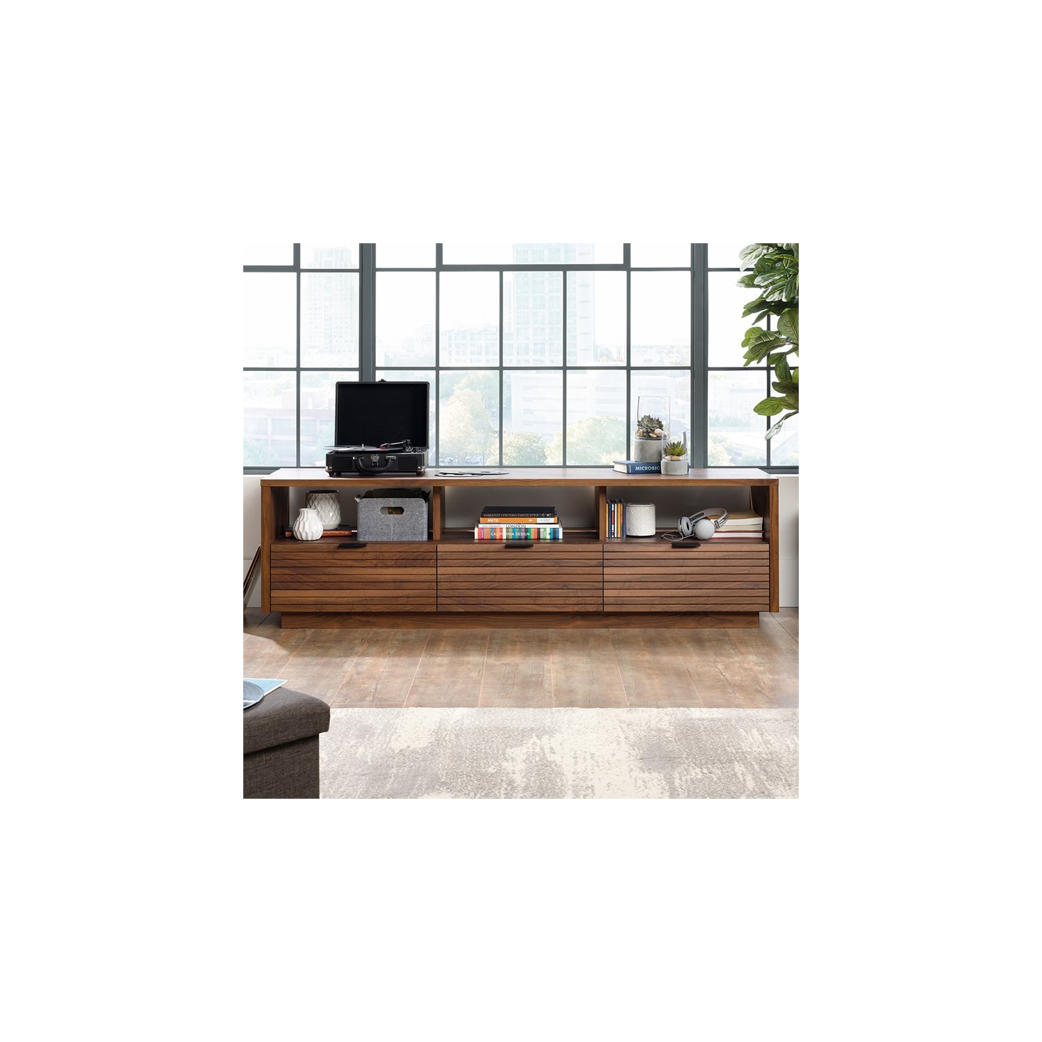 Sauder Harvey Park 71" TV Stand in Grand Walnut