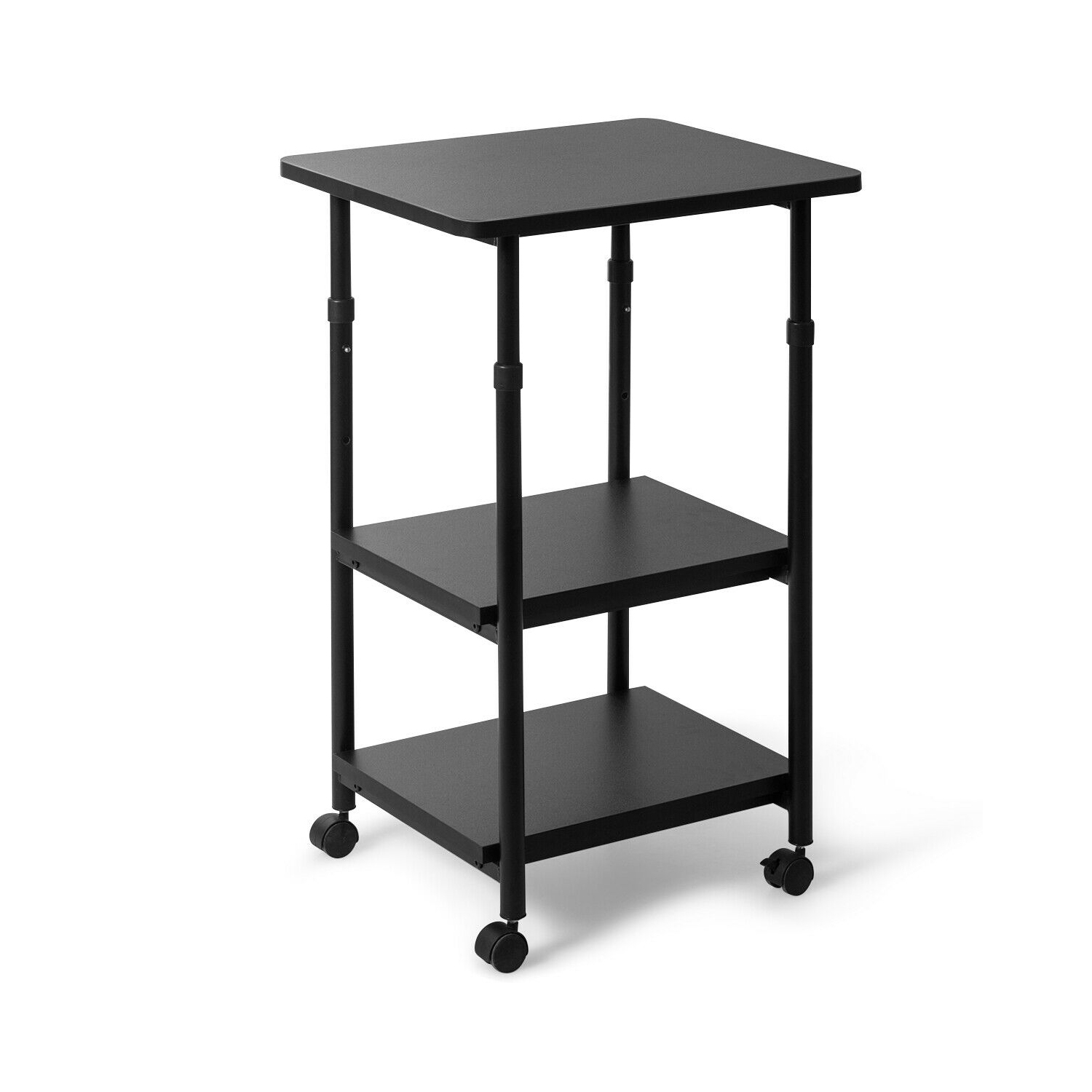 Gymax 3-Tier Rolling Adjustable Printer Cart Storage Rack Home Office