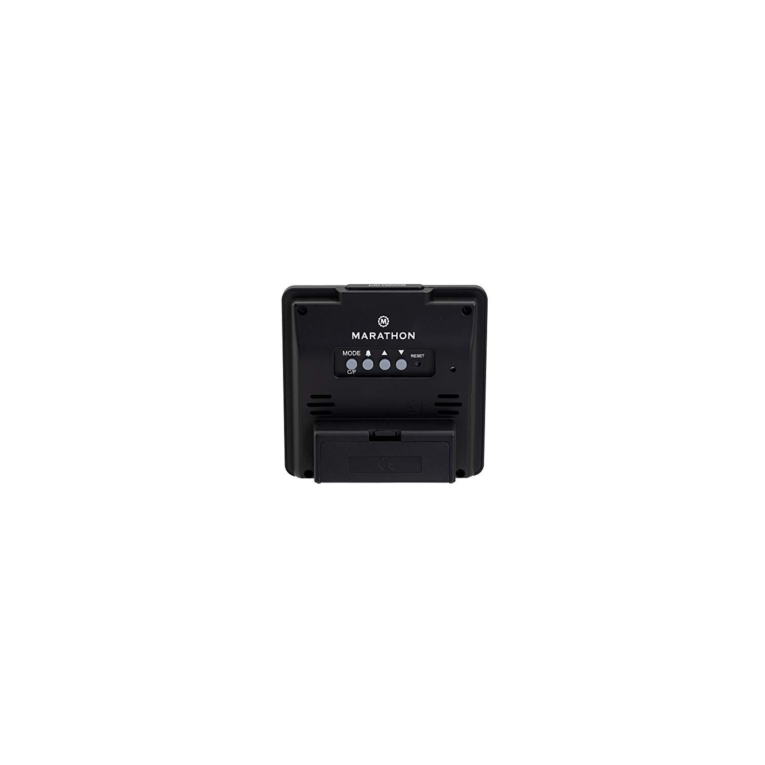 Marathon CL030050BK Digital Alarm Clock with Day, Date, Temperature and Backlight. Color-Black