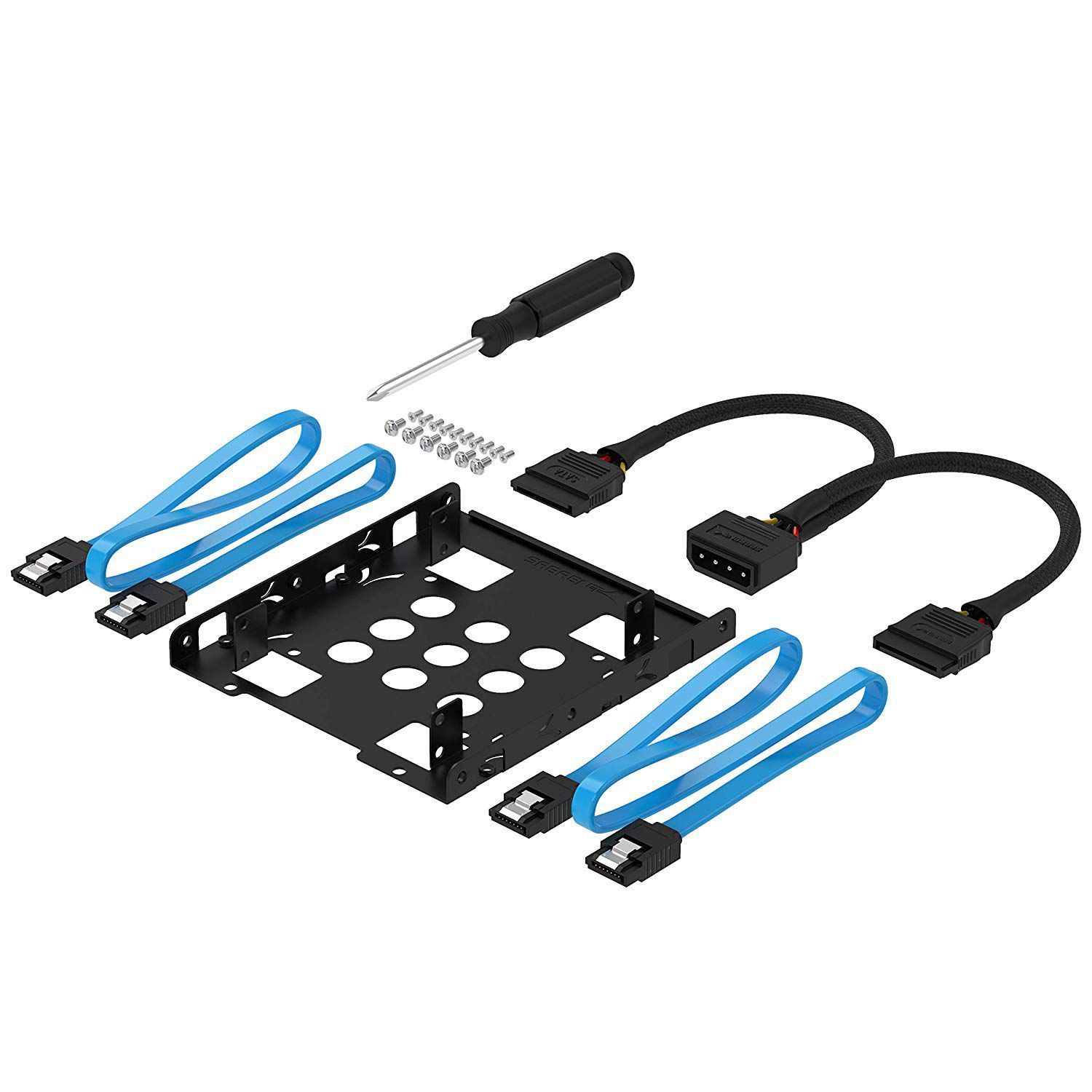 Sabrent 3.5-Inch to x2 SSD 2.5-Inch Internal Hard Drive Mounting Kit [SATA and Power Cables included] BK-HDCC